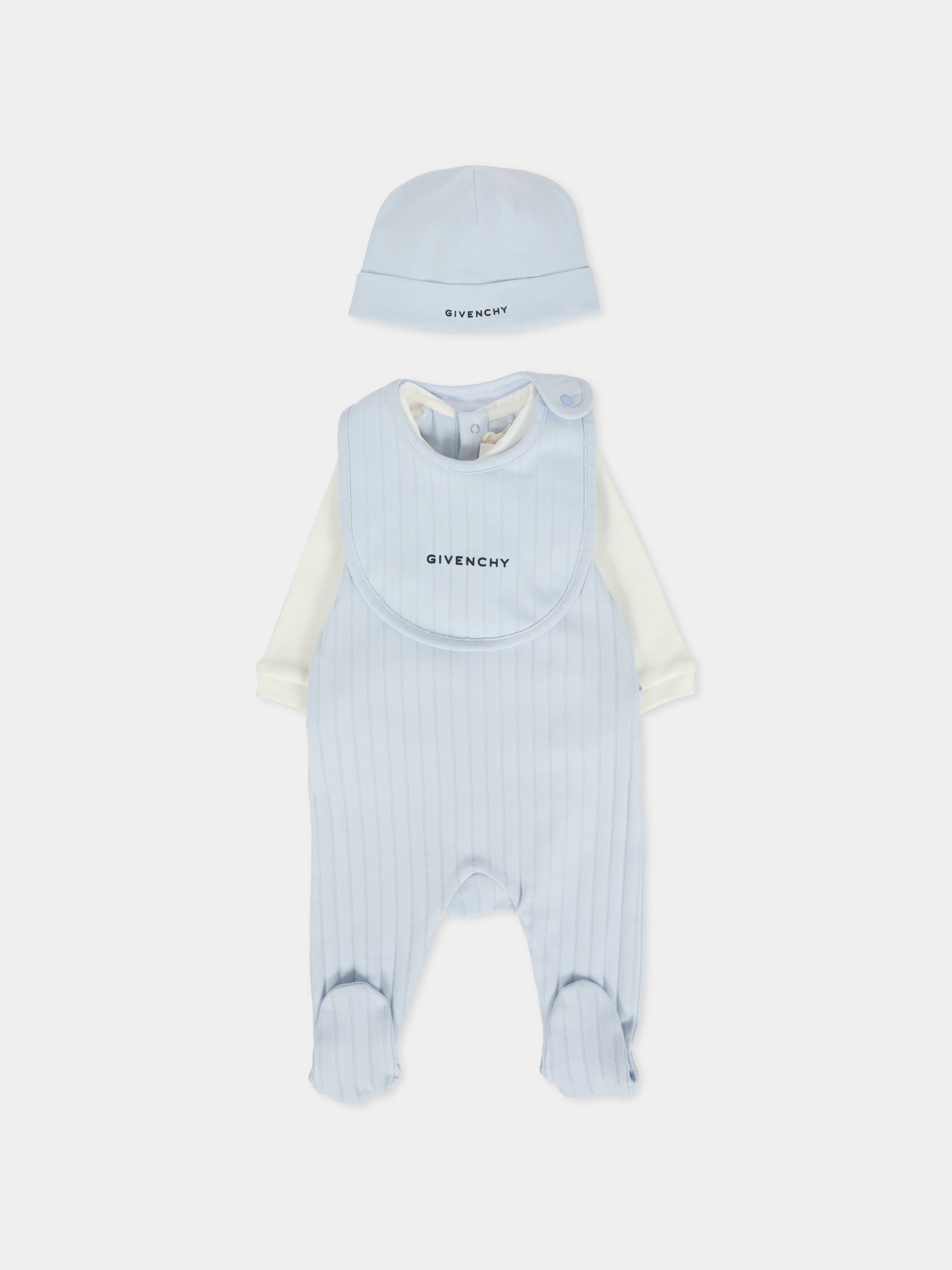 Set tutina celeste per neonato con logo,Givenchy Kids,H30864 771