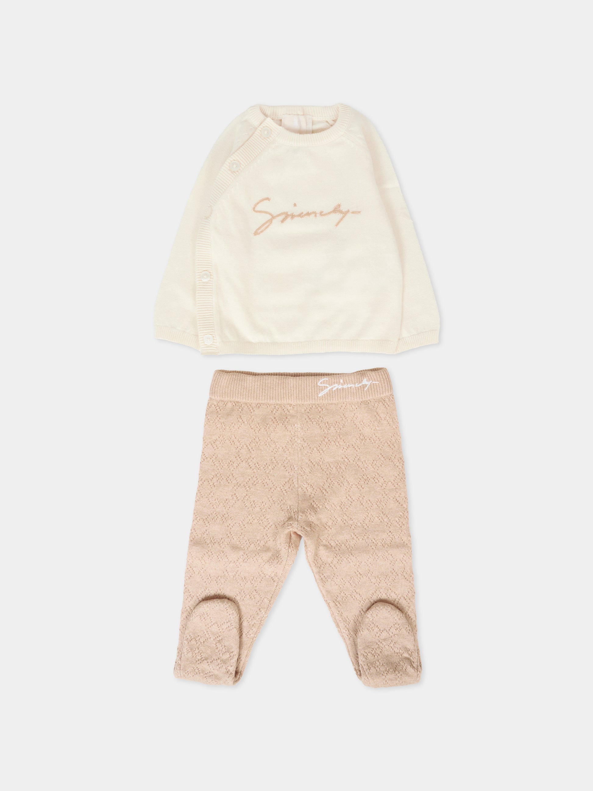 Completo nascita beige per neonati con logo,Givenchy Kids,H30872 117