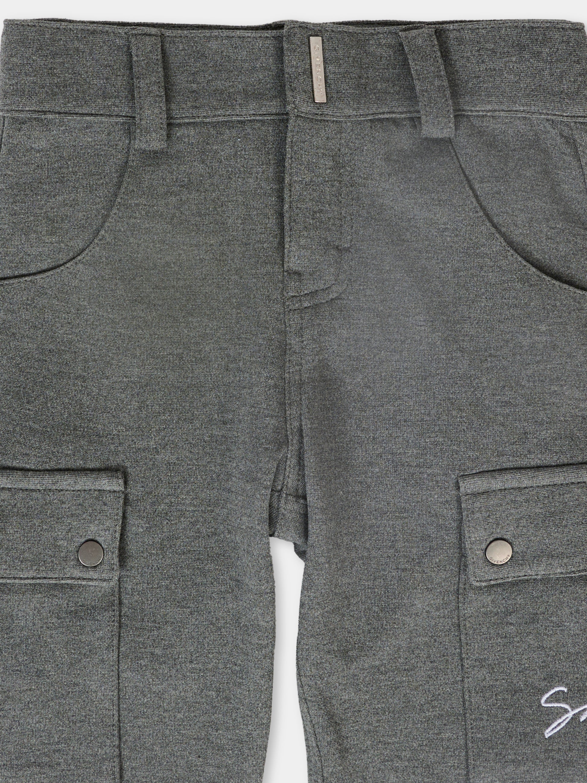 Pantaloni grigi per neonato con logo,Givenchy Kids,H30879 A83