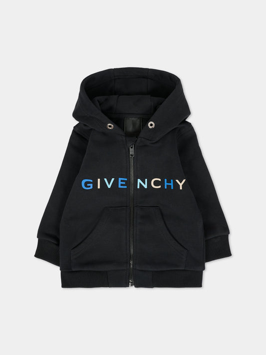 Felpa nera per neonato con logo,Givenchy Kids,H30880 09B
