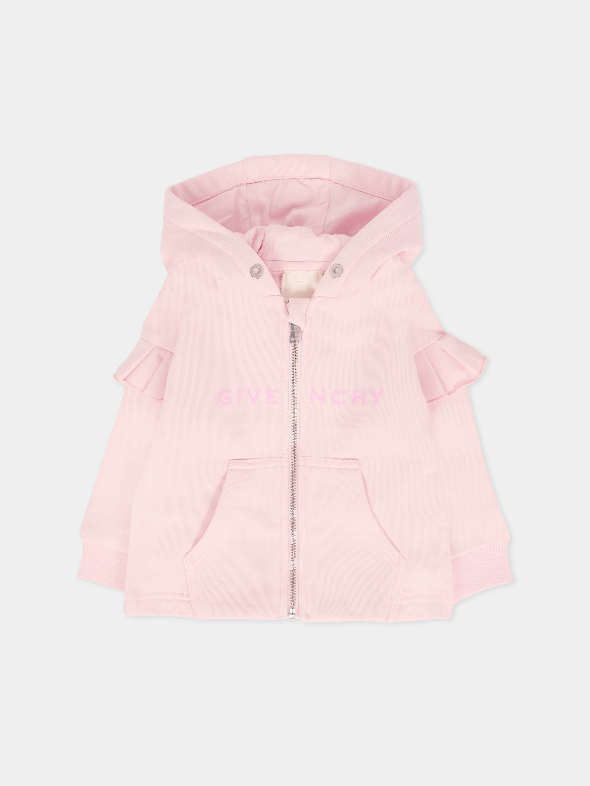 Felpa rosa per neonata con logo,Givenchy Kids,H30898 44Z