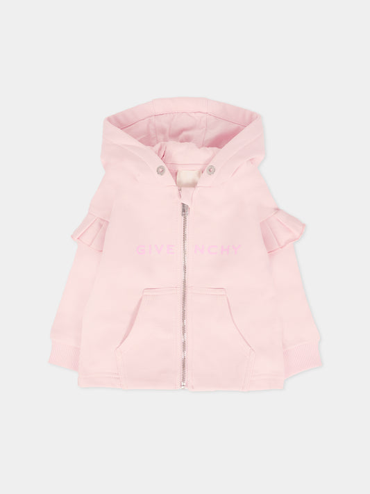 Felpa rosa per neonata con logo,Givenchy Kids,H30898 44Z
