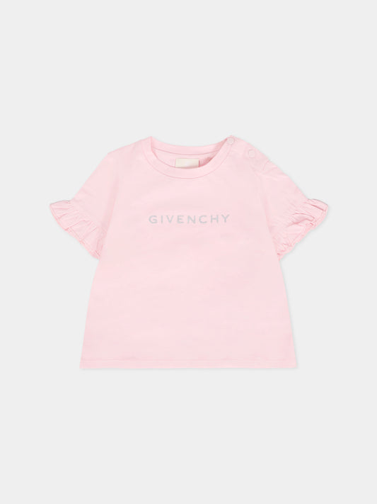 T-shirt rosa per neonata con logo,Givenchy Kids,H30903 44Z