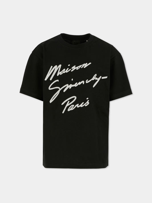 T-shirt nera per bambino con logo,Givenchy Kids,H30951 09B