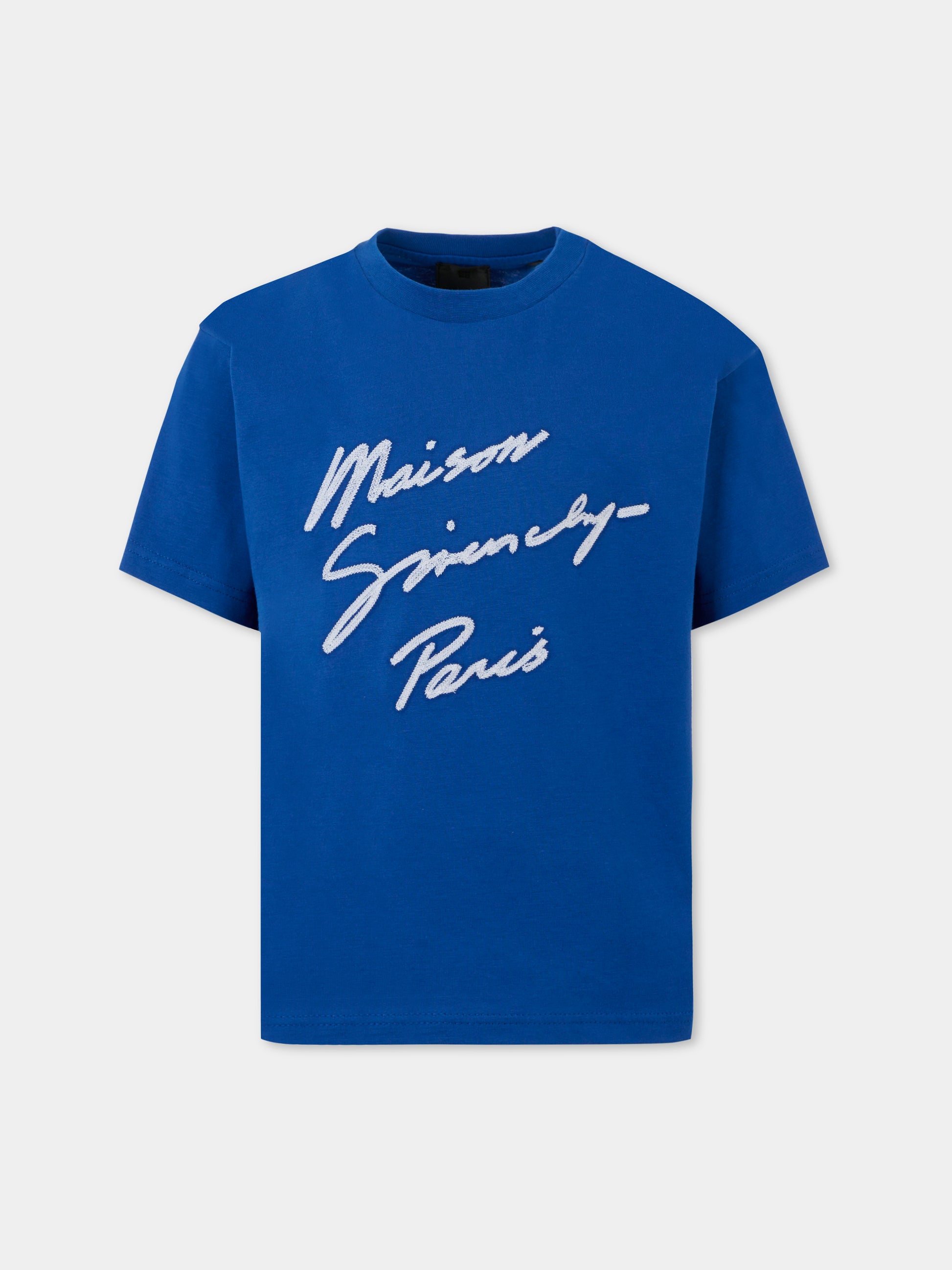 T-shirt blu per bambino con logo,Givenchy Kids,H30951 865
