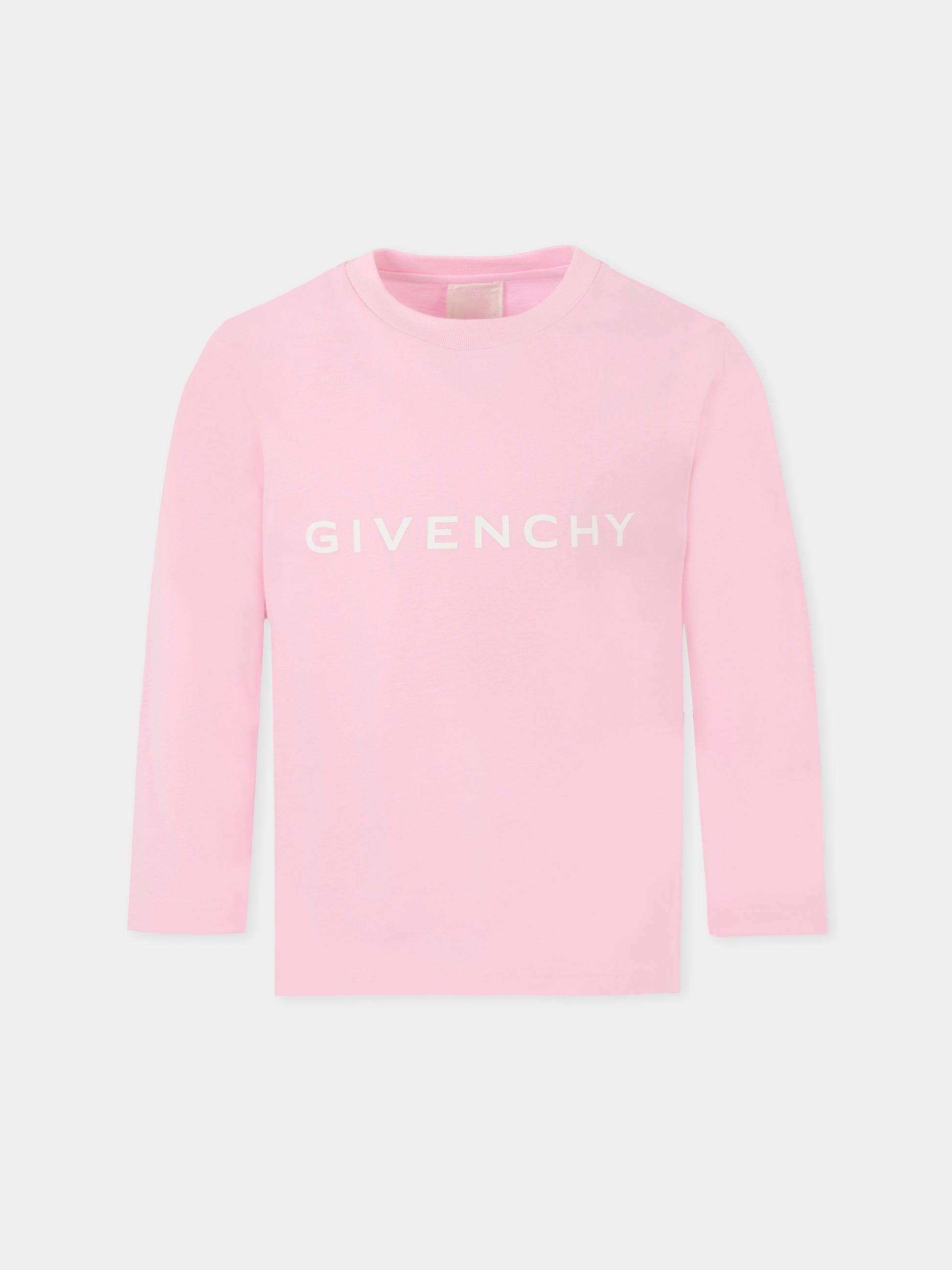 T-shirt rosa per bambina con logo,Givenchy Kids,H30958 46N