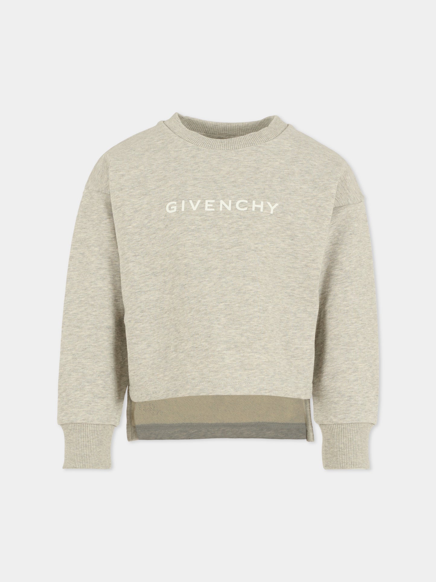 Felpa grigia per bambina con logo,Givenchy Kids,H30988 A01