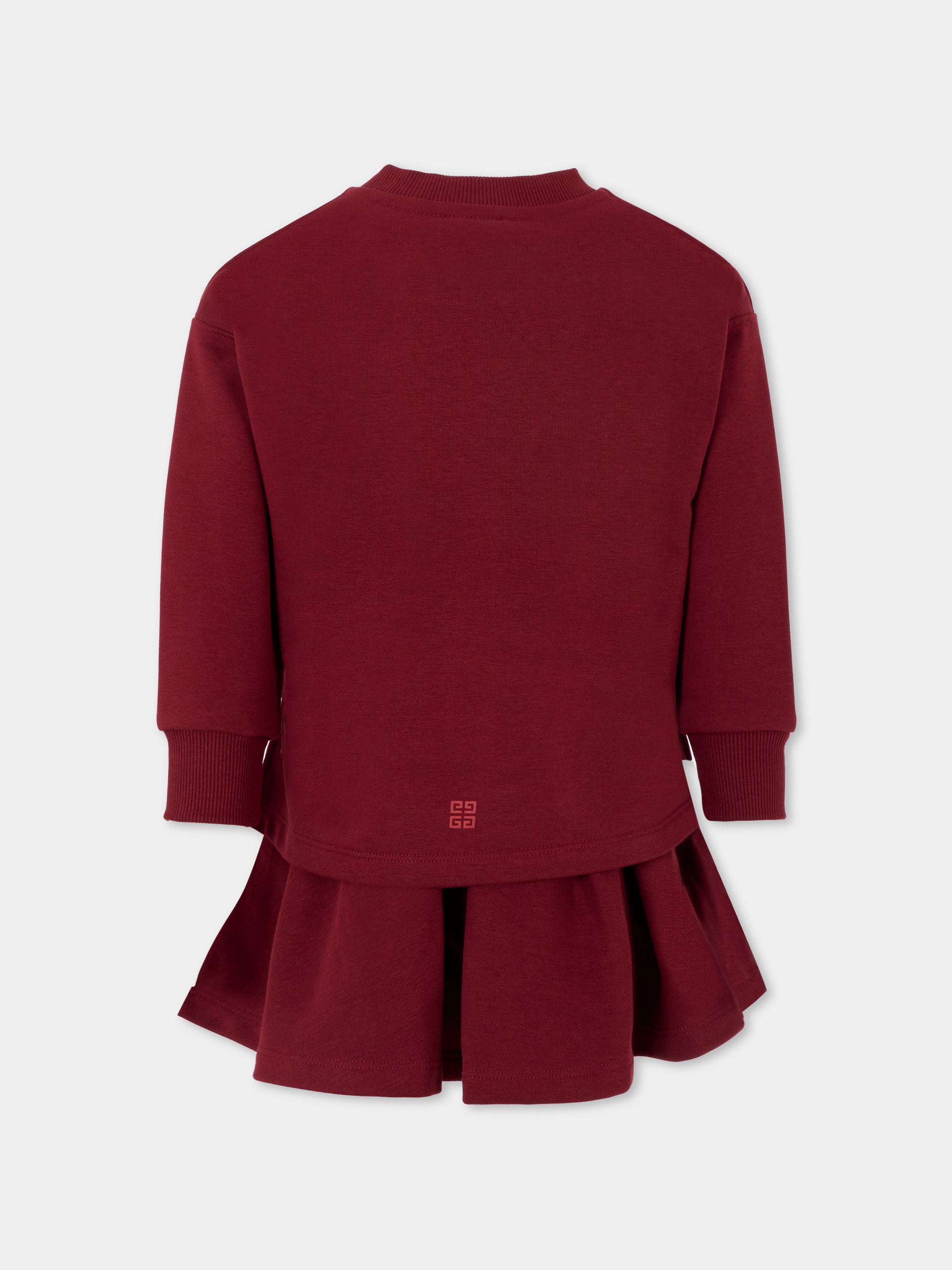 Vestito bordeaux per bambina con logo,Givenchy Kids,H30999 95C