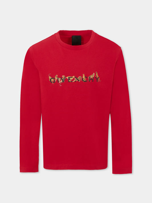 T-shirt bordeaux per bambina con logo maculato,Givenchy Kids,H31018 95H