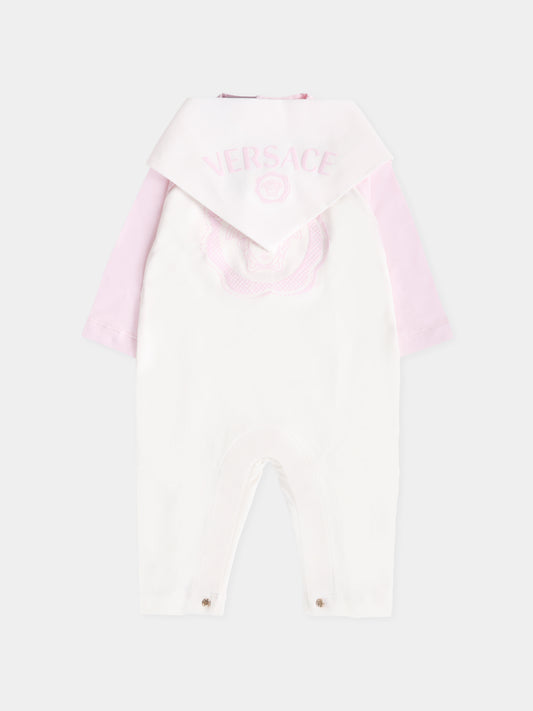 Set tutina avorio e rosa con Medusa per neonata,Versace,1020944 1A15224 2PW30