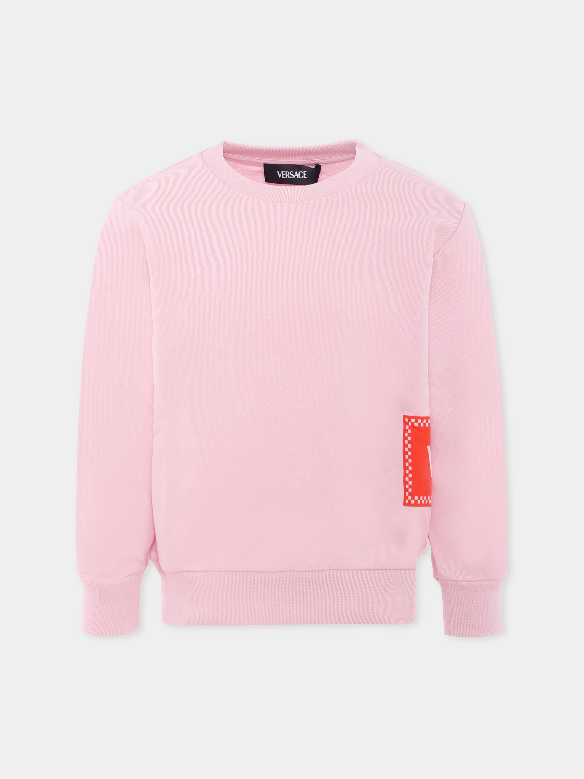Felpa rosa con '90s vintage logo per bambina,Versace,1018577 1A13182 2PZ60