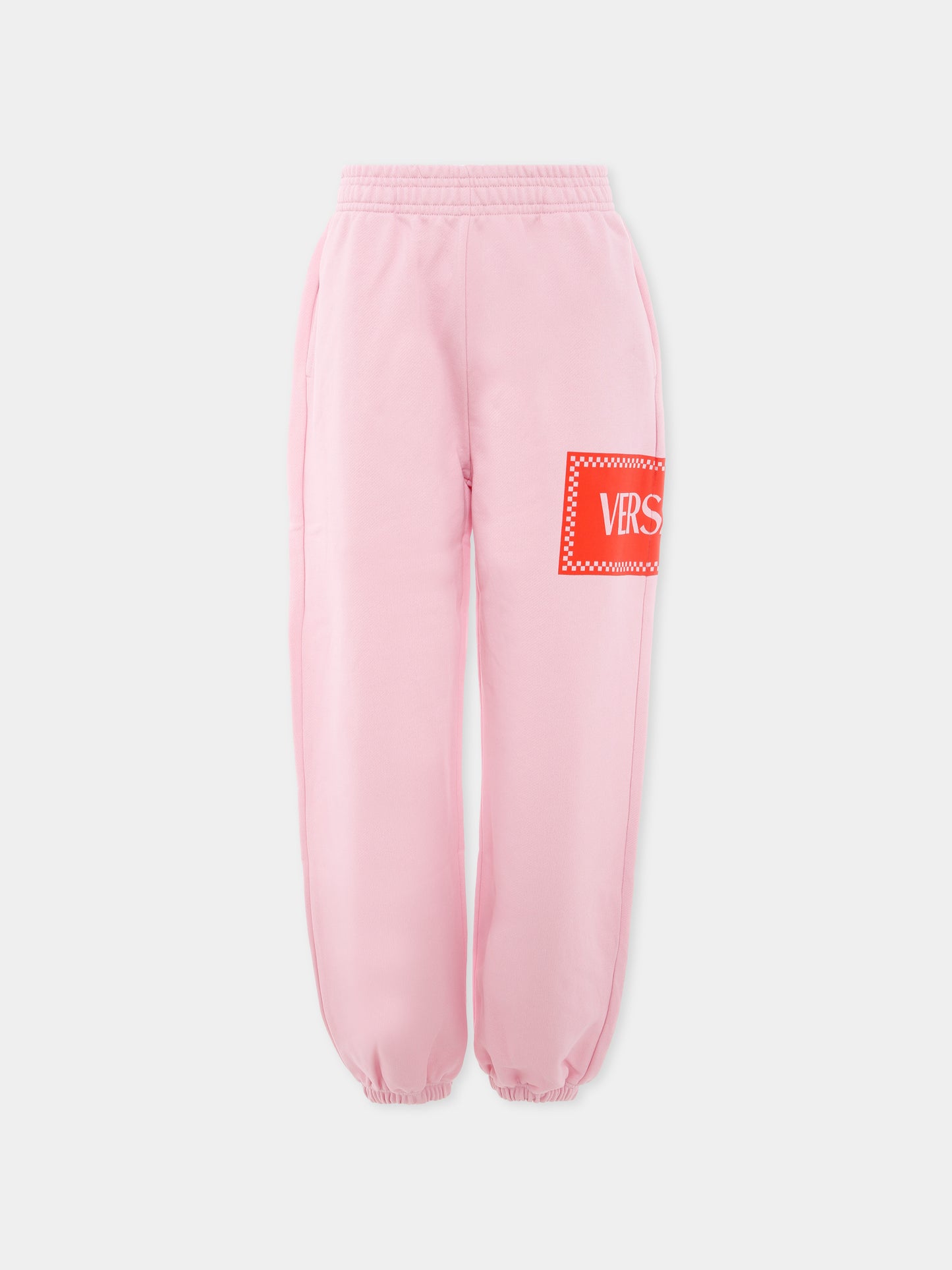 Pantaloni sportivi rosa con '90s vintage logo per bambina,Versace,1018341 1A13182 2PZ60