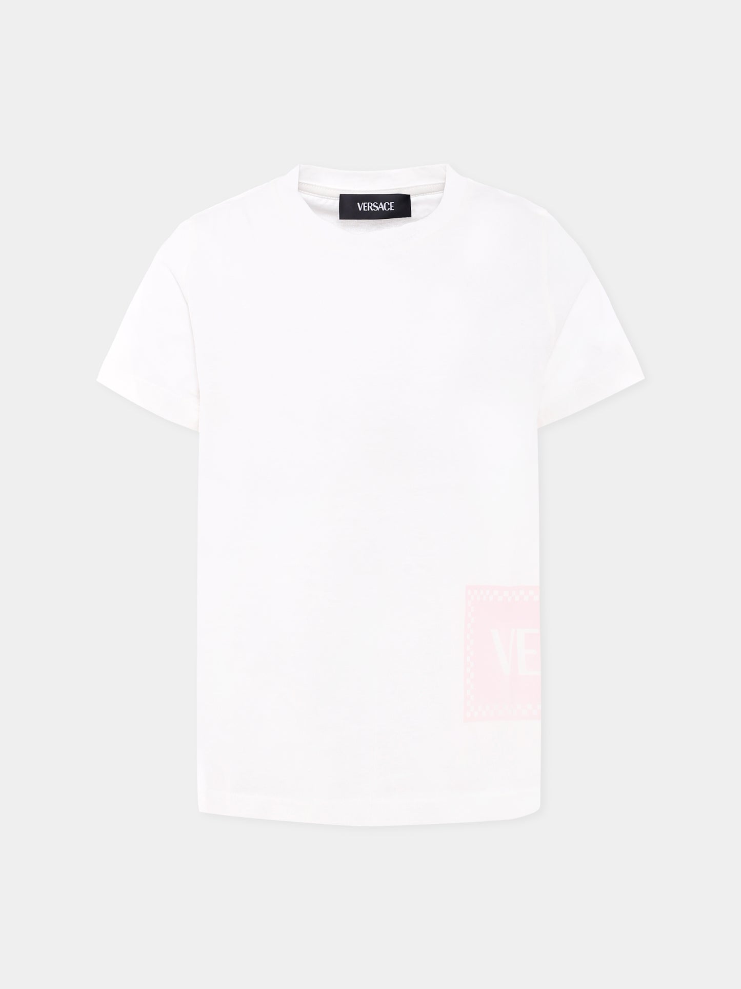 T-shirt bianca con '90s vintage logo per bambina,Versace,1018342 1A15441 2WL90