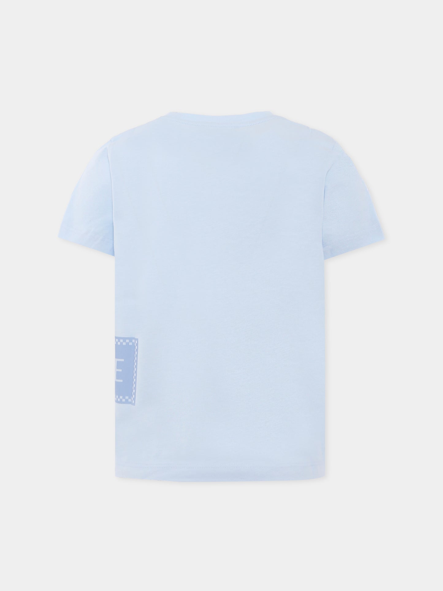 T-shirt celeste con '90s vintage logo per bambino,Versace,1018570 1A15441 2VK90