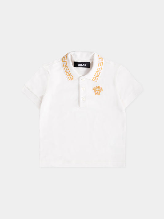 Ivory polo shirt with Medusa fro baby boy