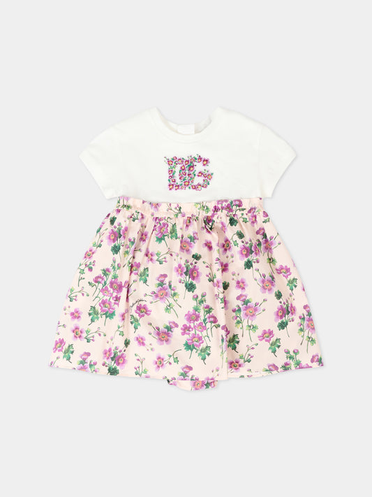 Vestito rosa per neonata con fiori,Dolce & Gabbana Kids,L2JD9H G7PHW S9000