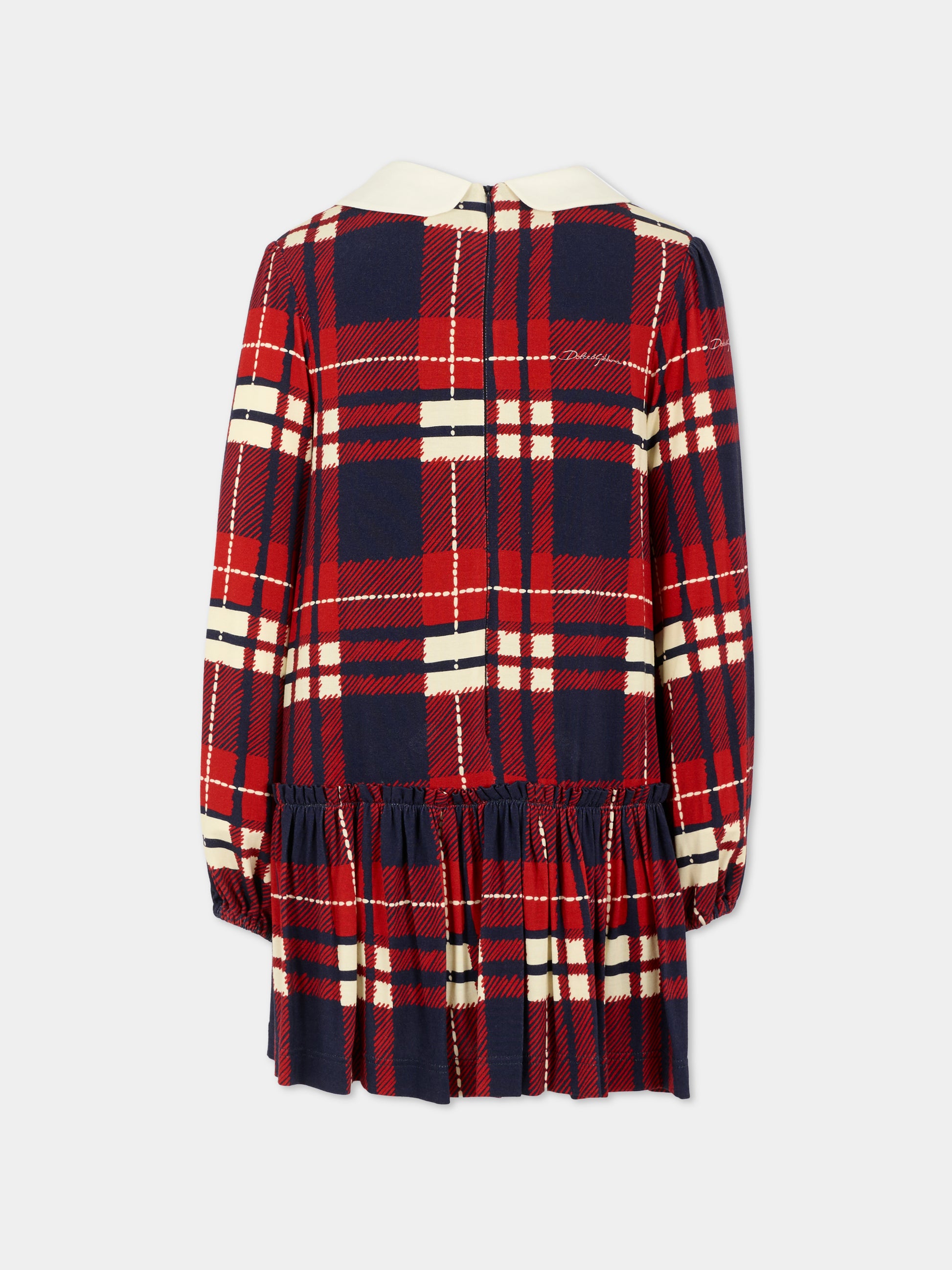 Vestito rosso per bambina con logo,Dolce & Gabbana Kids,L5JDAE FSGYO HD5QB