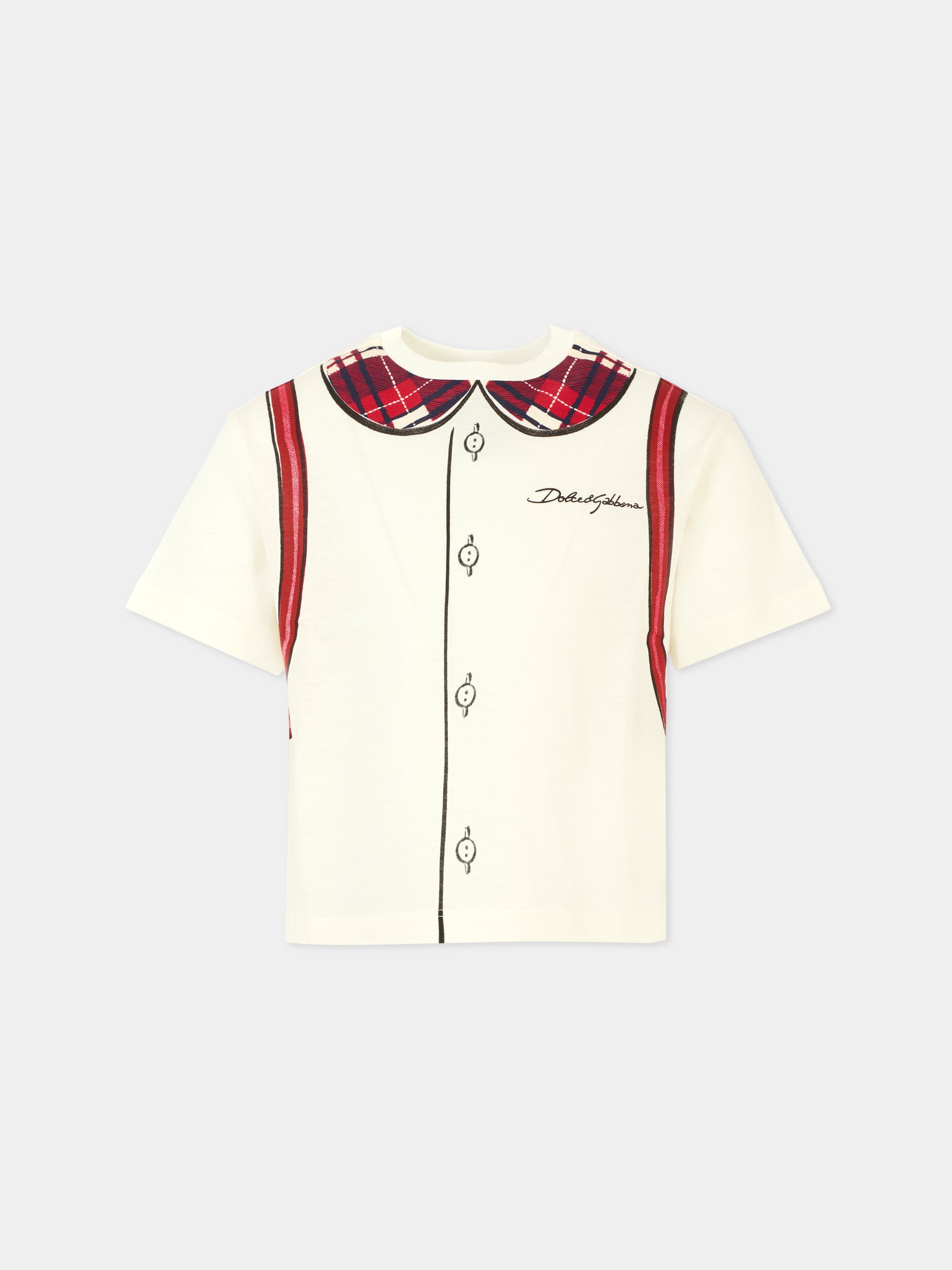 T-shirt avorio per bambina con logo,Dolce & Gabbana Kids,L5JTNL II7H6 HA5QO
