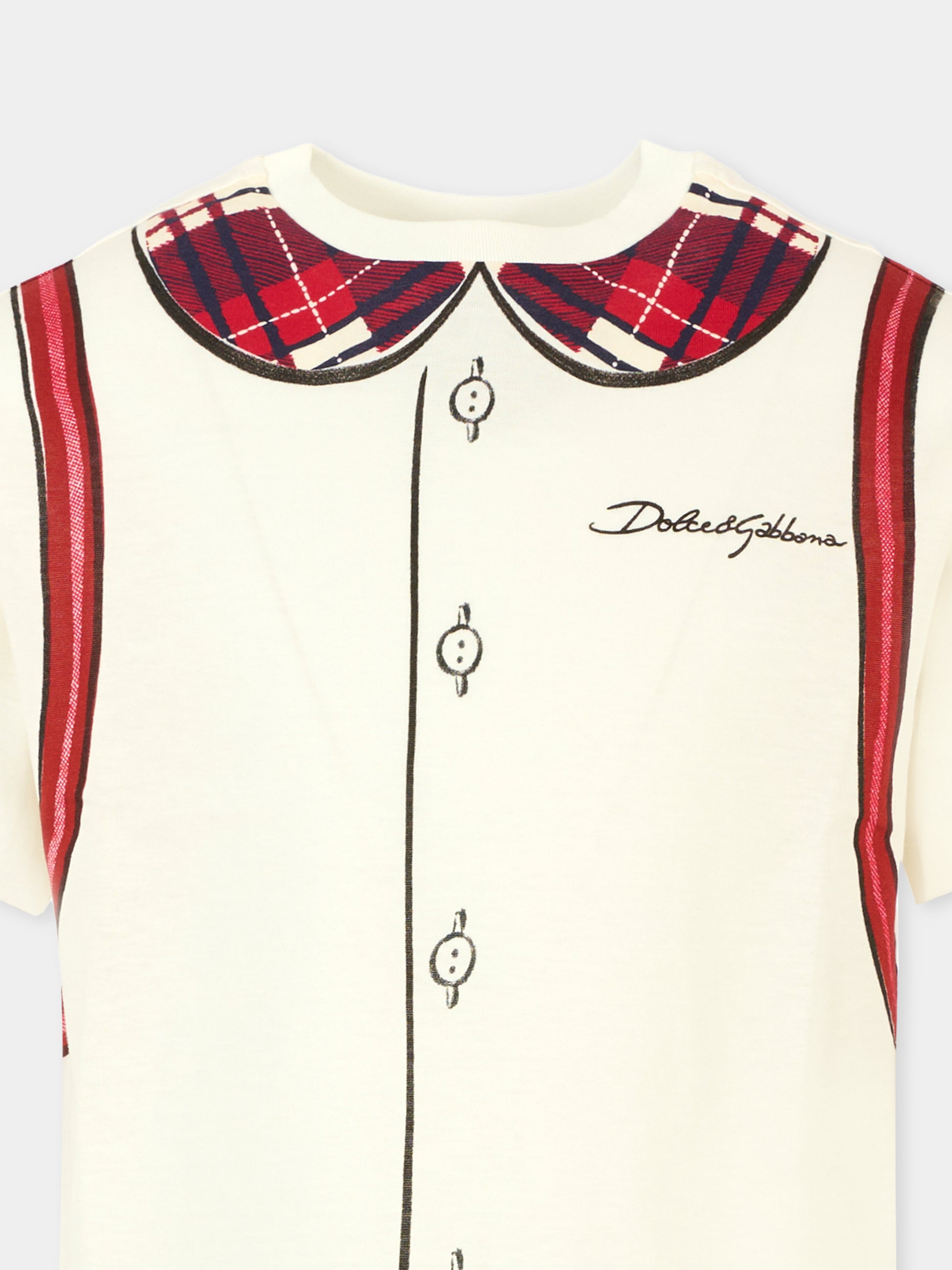 T-shirt avorio per bambina con logo,Dolce & Gabbana Kids,L5JTNL II7H6 HA5QO