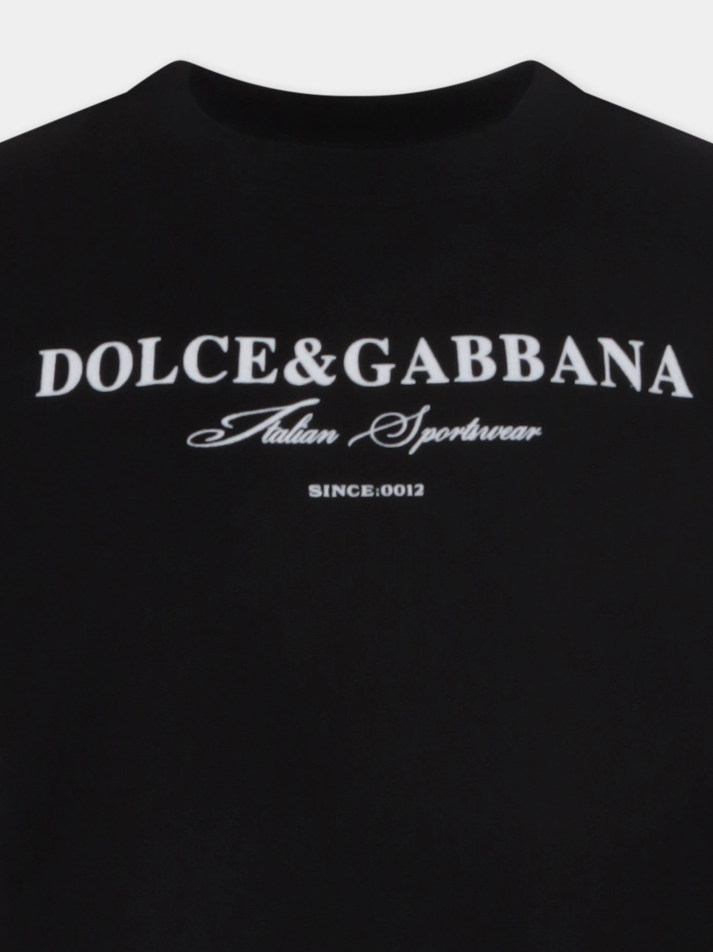 T-shirt nera per bambini con logo,Dolce & Gabbana Kids,L4JTHU G7PBN N0000