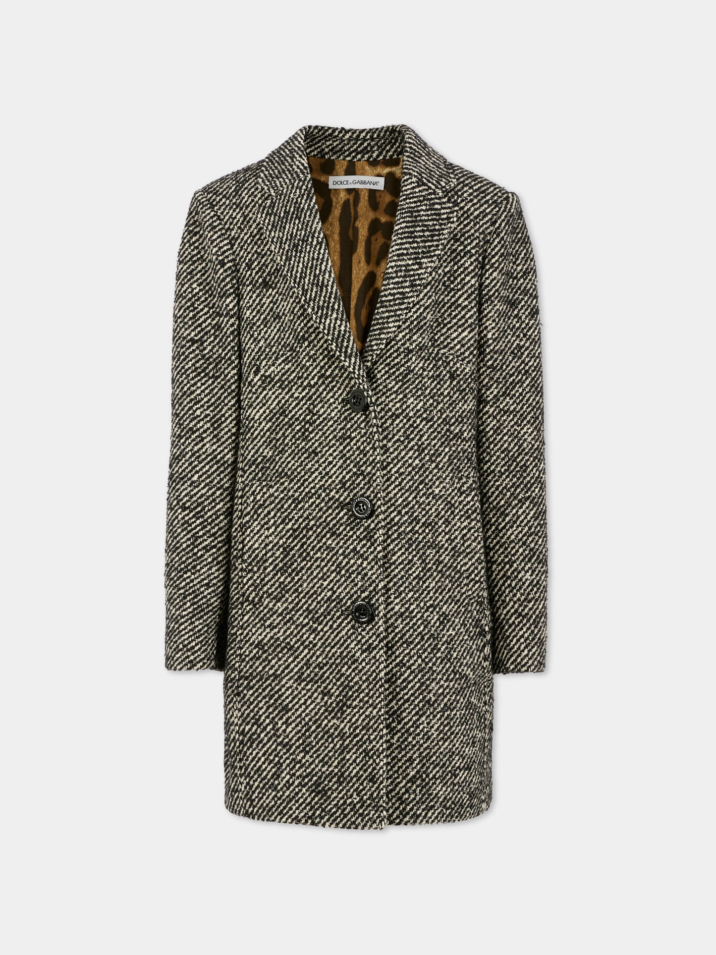 Cappotto bianco e nero per bambina,Dolce & Gabbana Kids,L54C62 FMZAI S8030