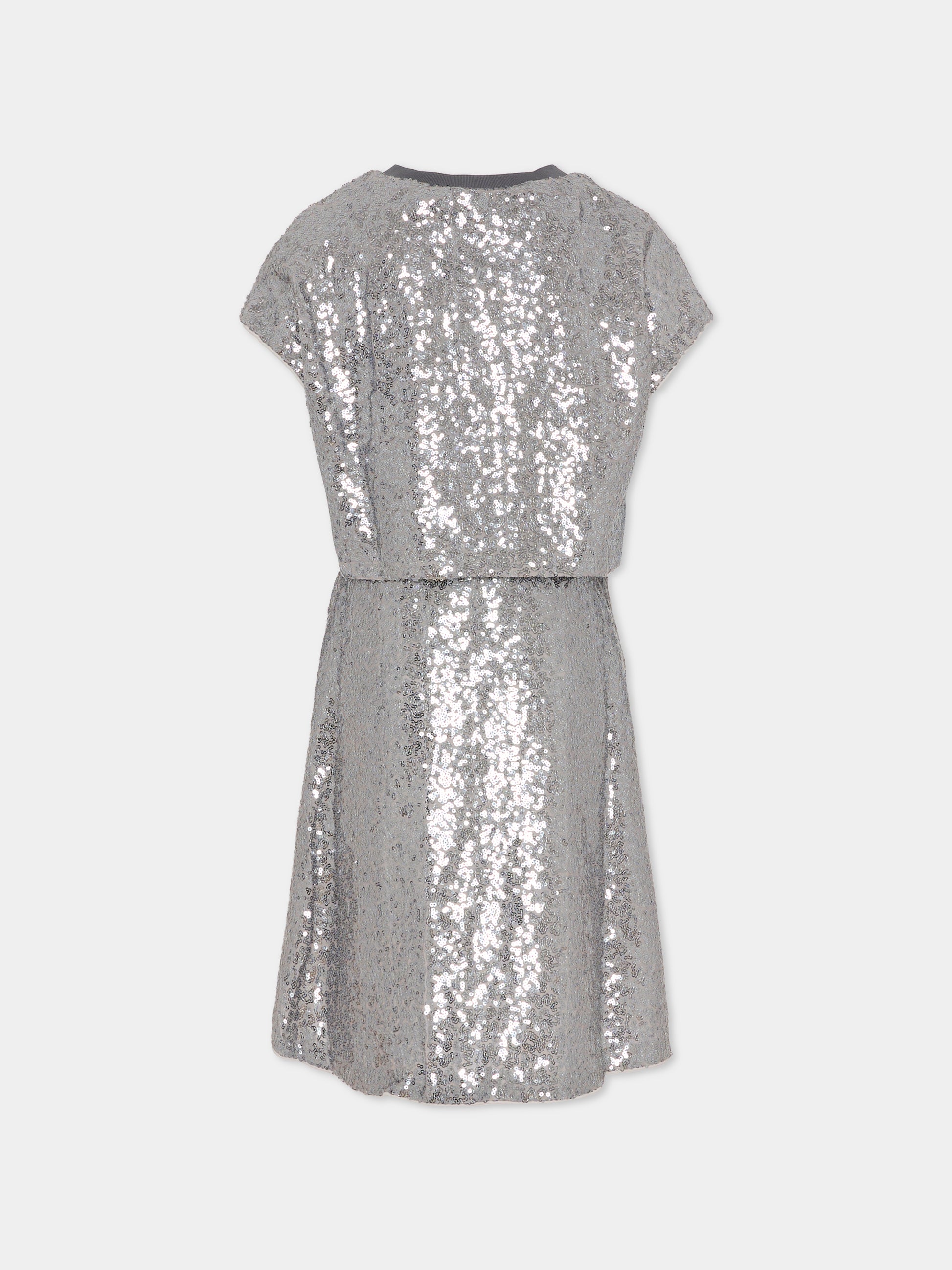 Vestito argento per bambina con paillettes,Dkny,D62409 016