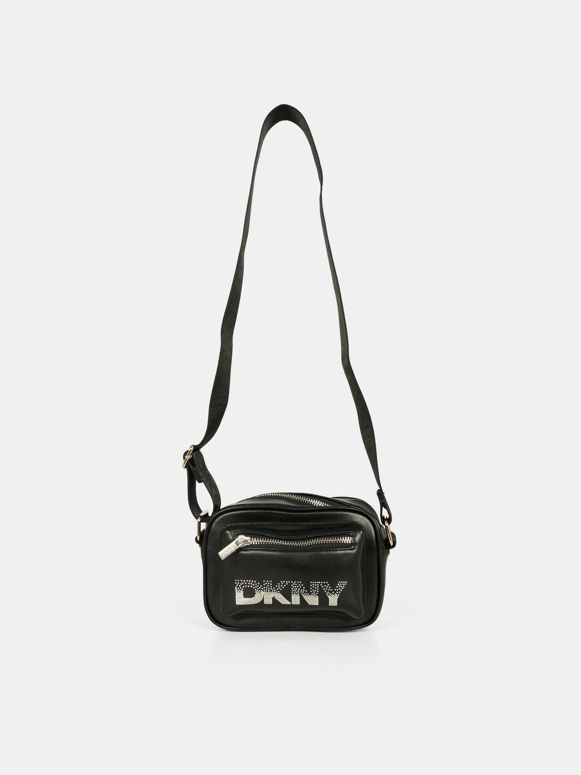 Borsa nera per bambina con logo argentato,Dkny,D62474 09B