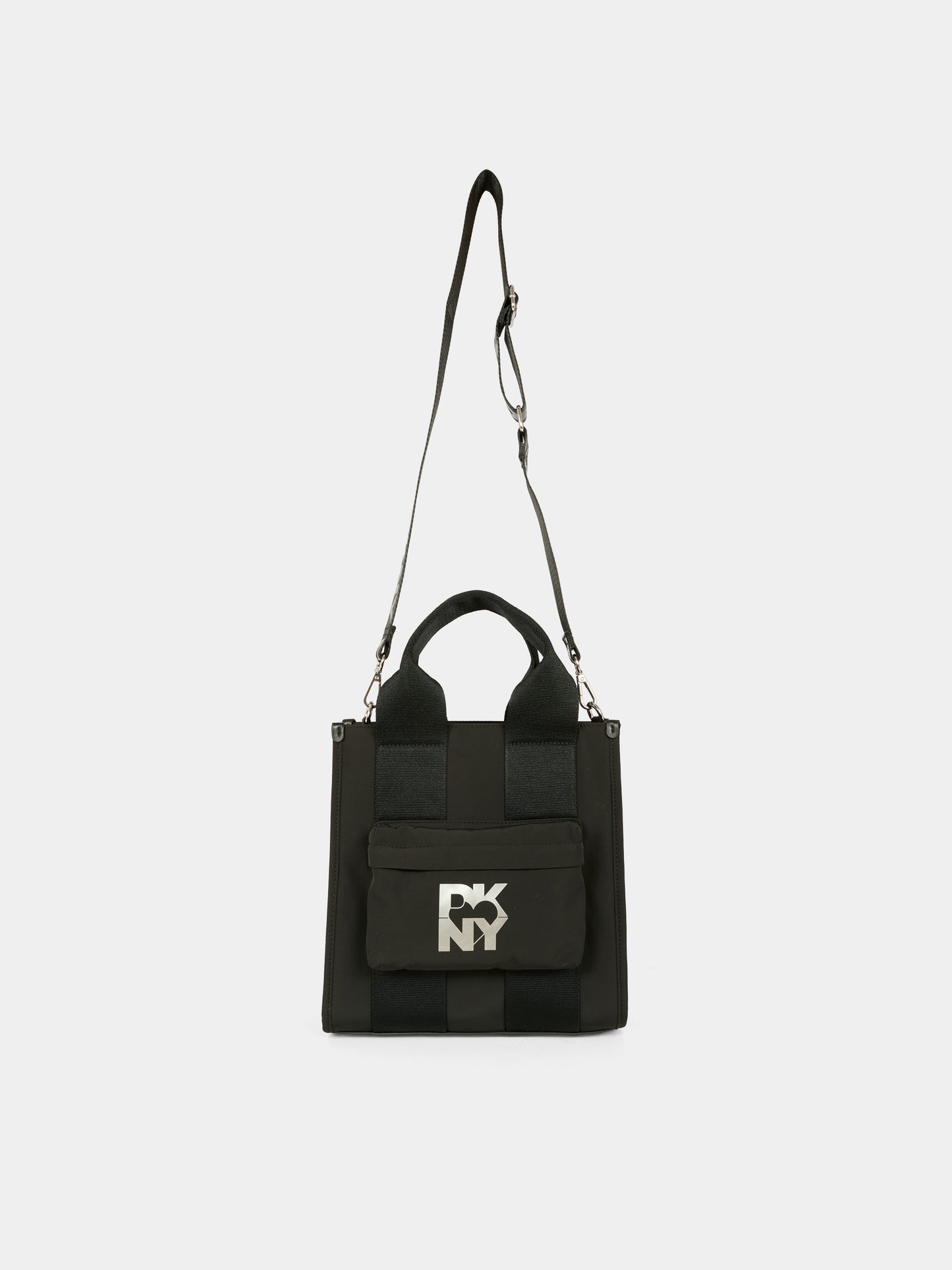 Borsa nera per bambina con logo argentato,Dkny,D62475 09B