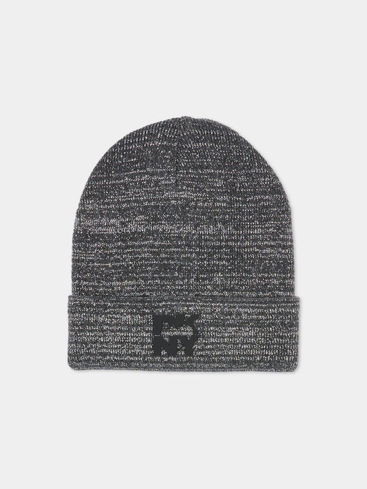 Berretto grigio per bambina con logo,Dkny,D62491 A63