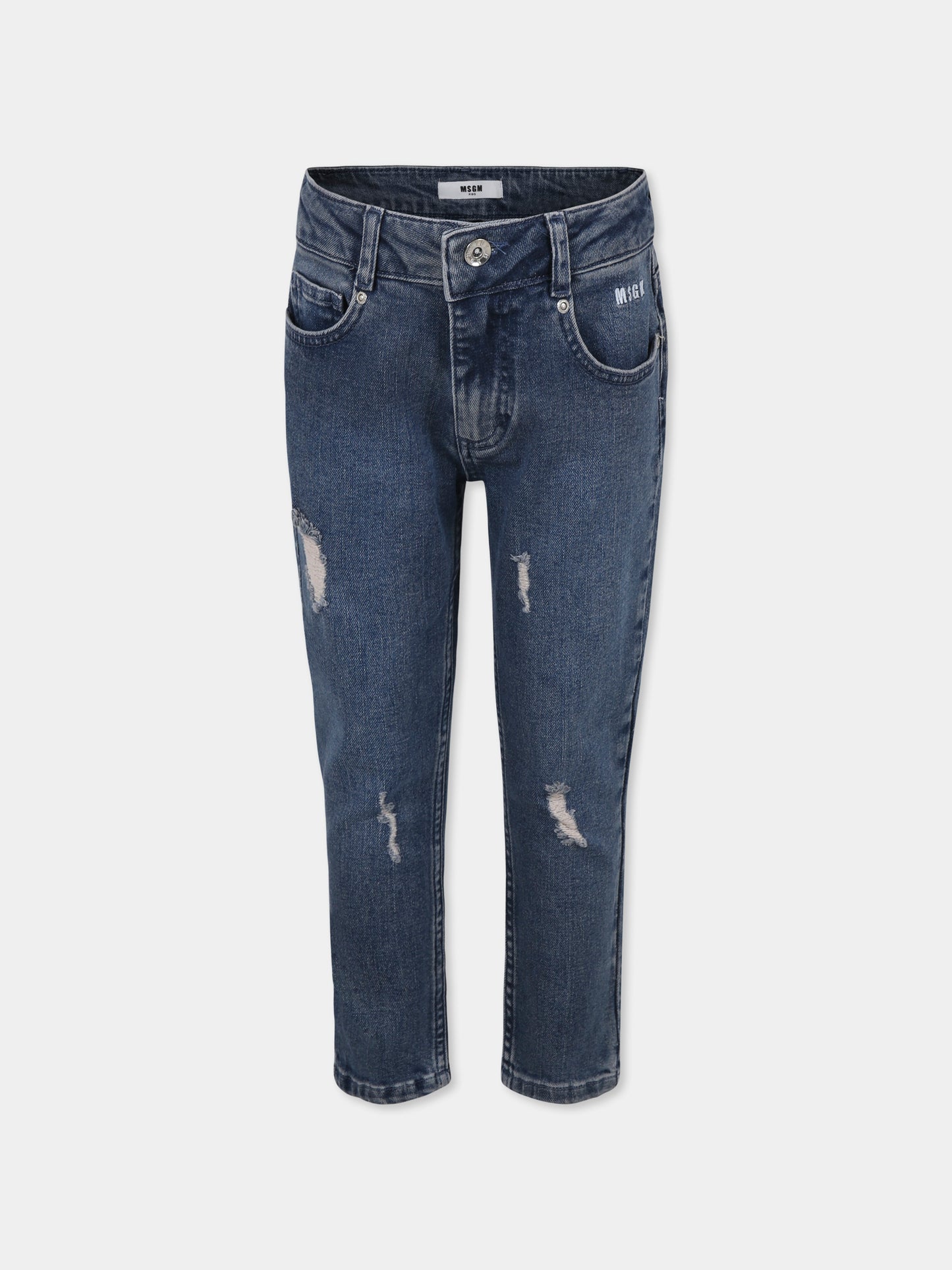 Jeans denim per bambino con logo,Msgm Kids,F4MSJBDP128 126