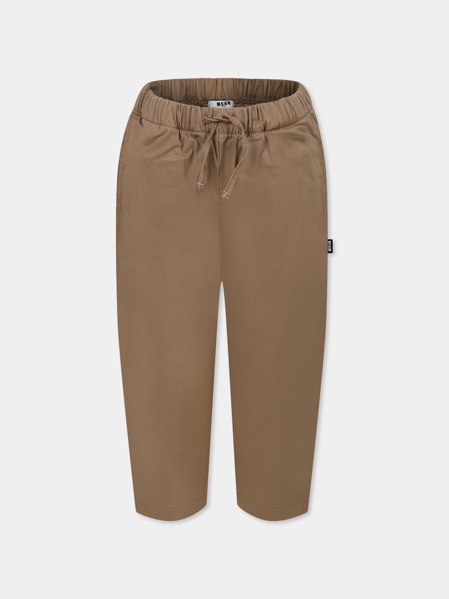 Pantaloni beige per bambino con logo,Msgm Kids,F4MSJBPA126 015