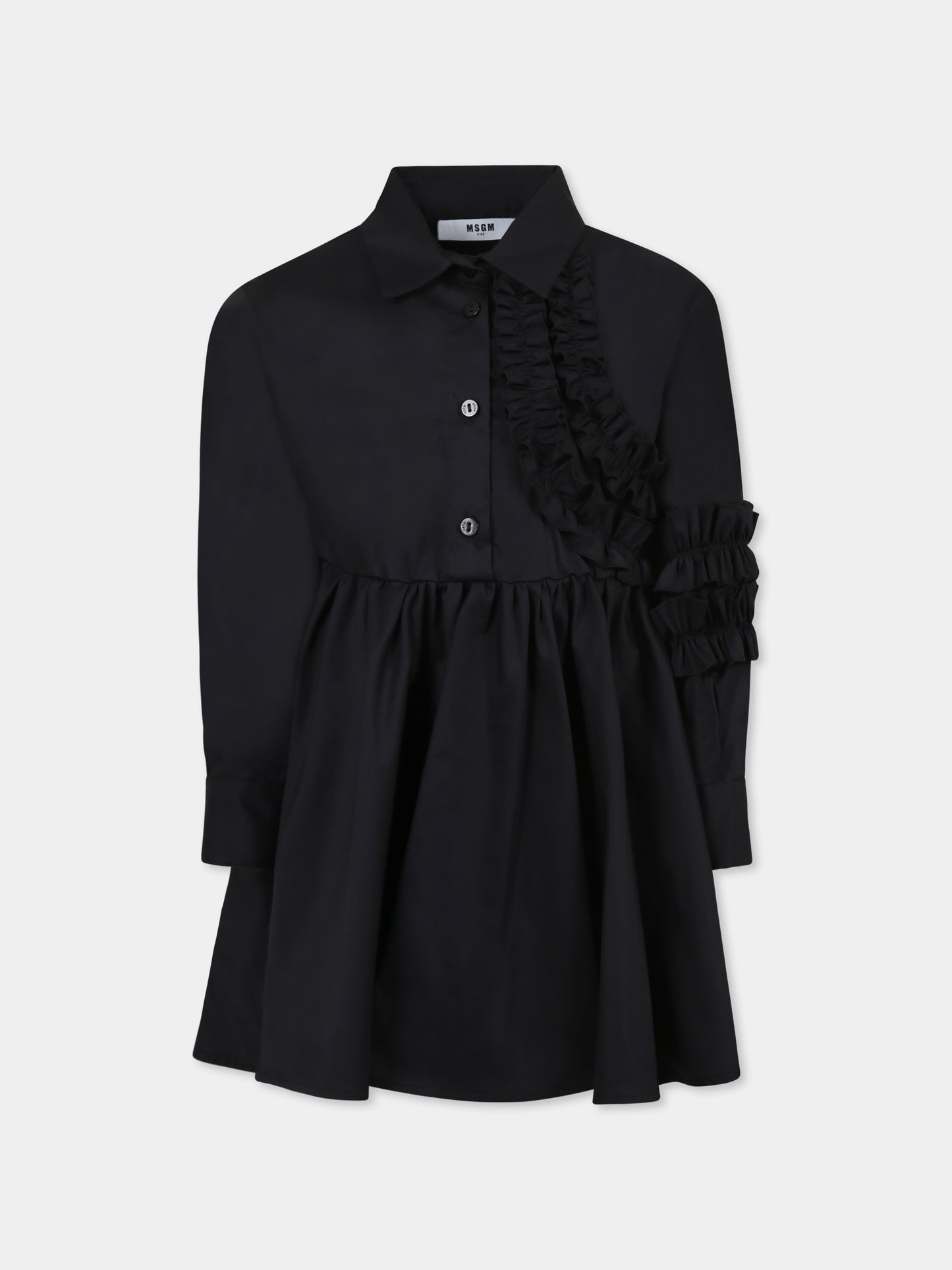 Vestito nero per bambina con logo,Msgm Kids,F4MSJGDR137 110