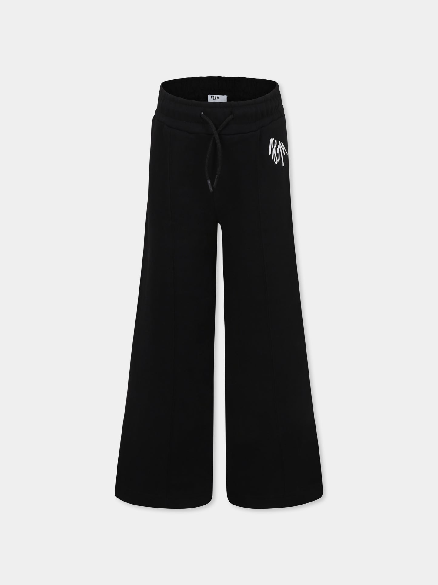 Pantaloni neri per bambina con logo,Msgm Kids,F4MSJGFP066 110