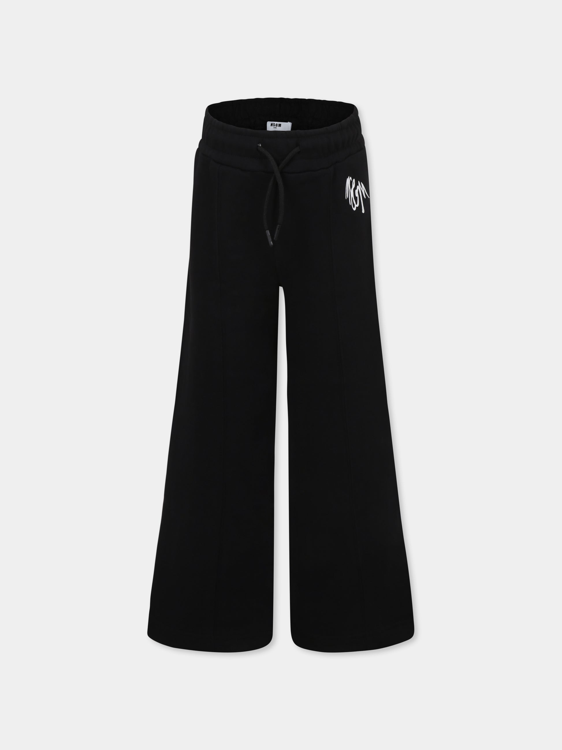 Pantaloni neri per bambina con logo,Msgm Kids,F4MSJGFP066 110