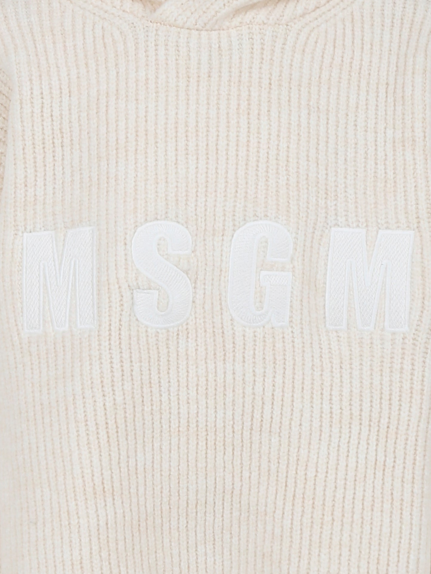 Maglione crop avorio per bambina con logo,Msgm Kids,F4MSJGJP078 013