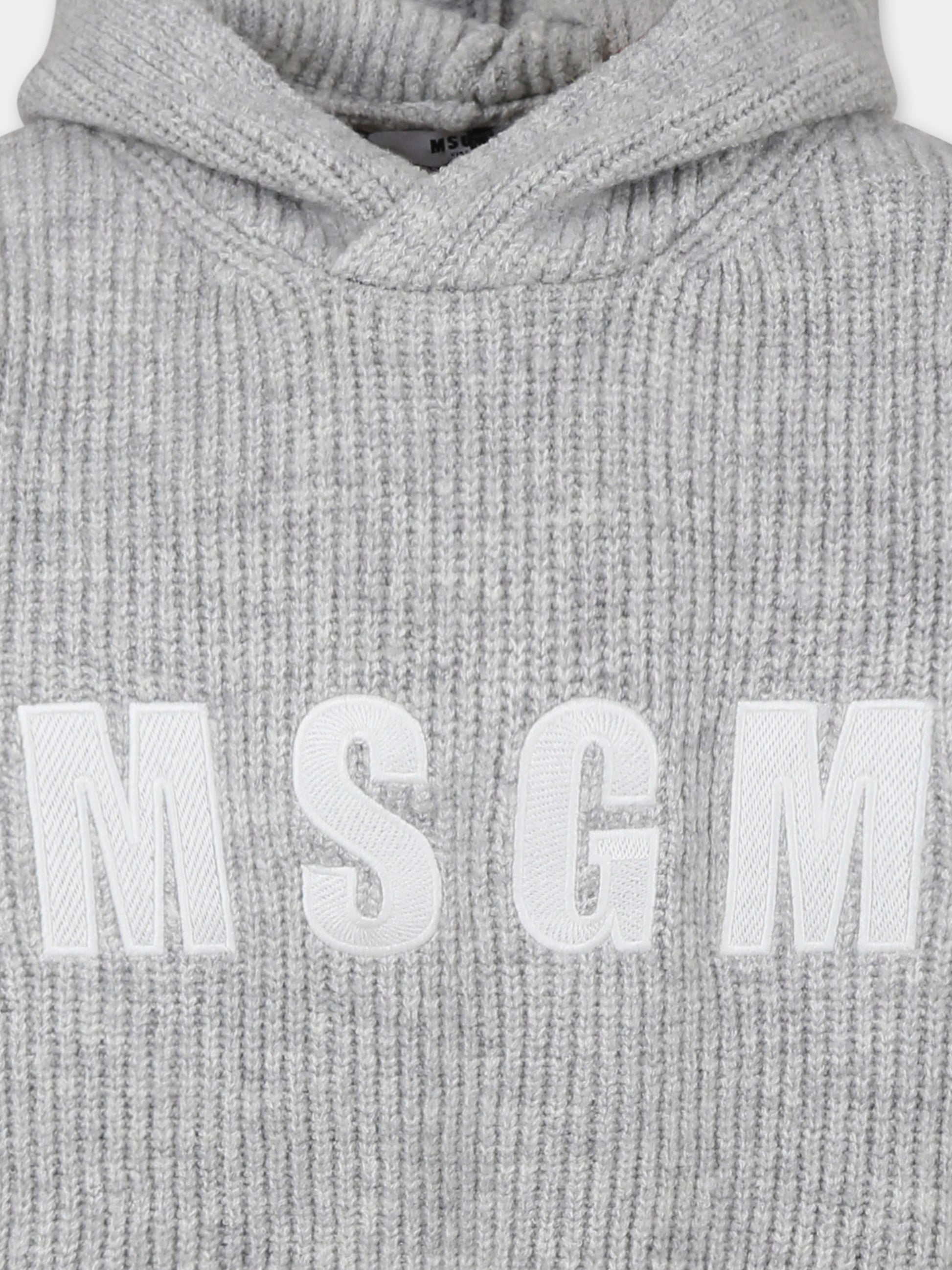 Maglione crop grigio per bambina con logo,Msgm Kids,F4MSJGJP078 107