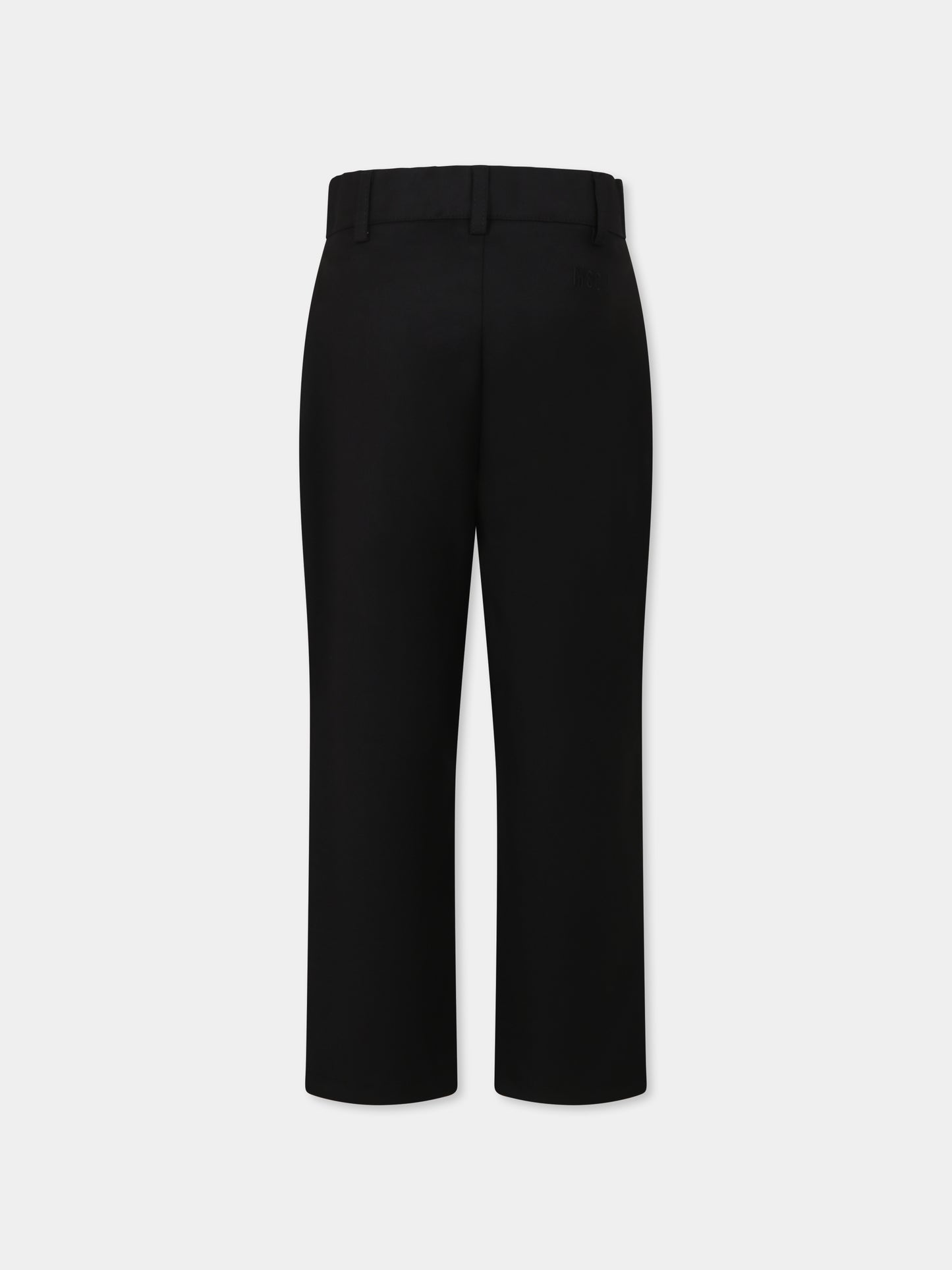 Pantaloni neri per bambina con strass e logo,Msgm Kids,F4MSJGPA187 110