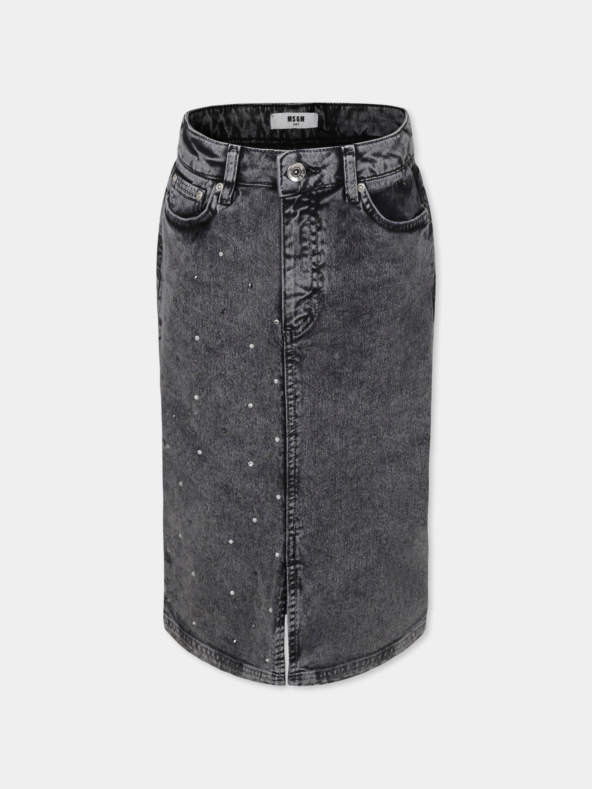 Gonna nera per bambina con strass,Msgm Kids,F4MSJGSK161 110