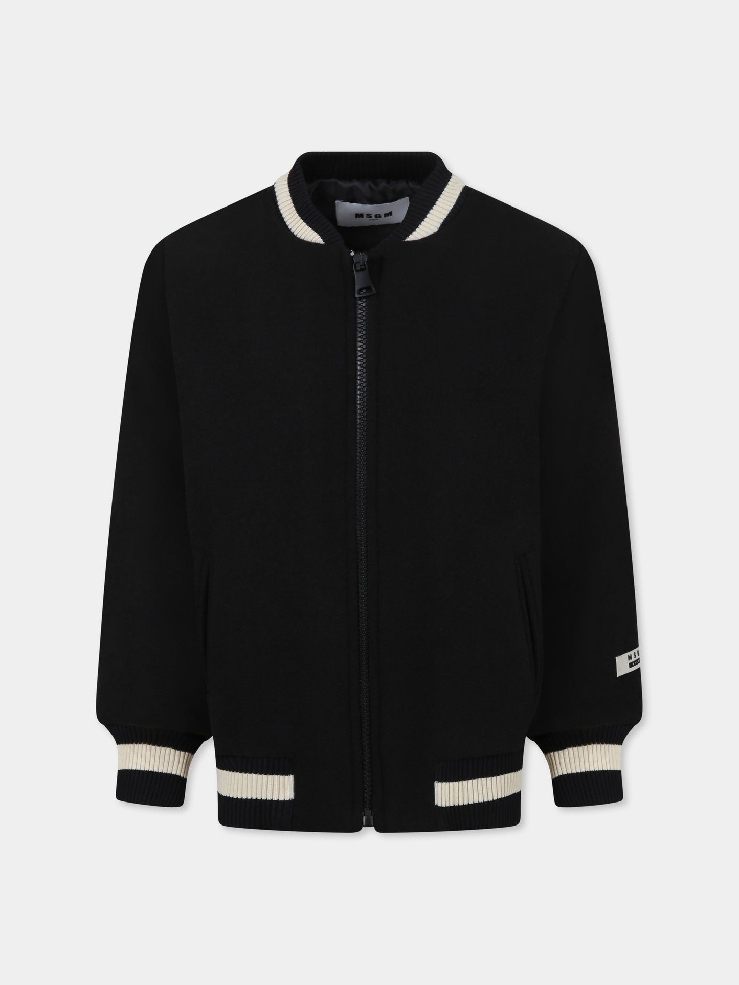 Bomber nero per bambini con logo,Msgm Kids,F4MSJUBO171 110