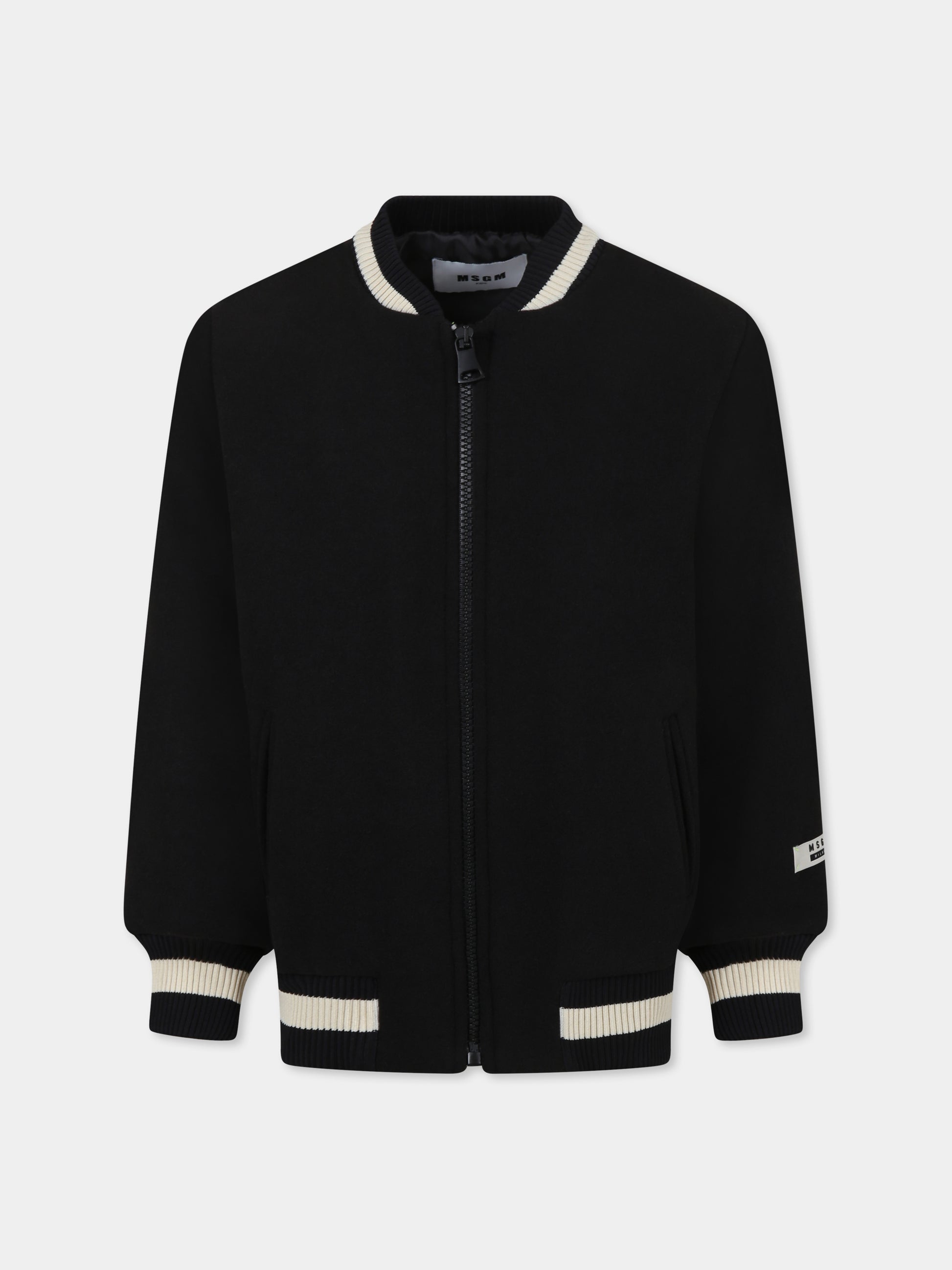 Bomber nero per bambini con logo,Msgm Kids,F4MSJUBO171 110