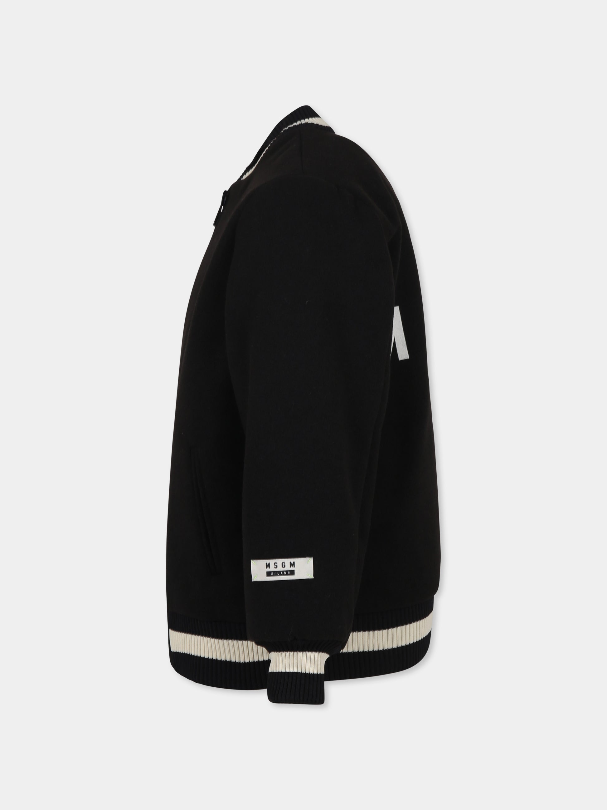 Bomber nero per bambini con logo,Msgm Kids,F4MSJUBO171 110