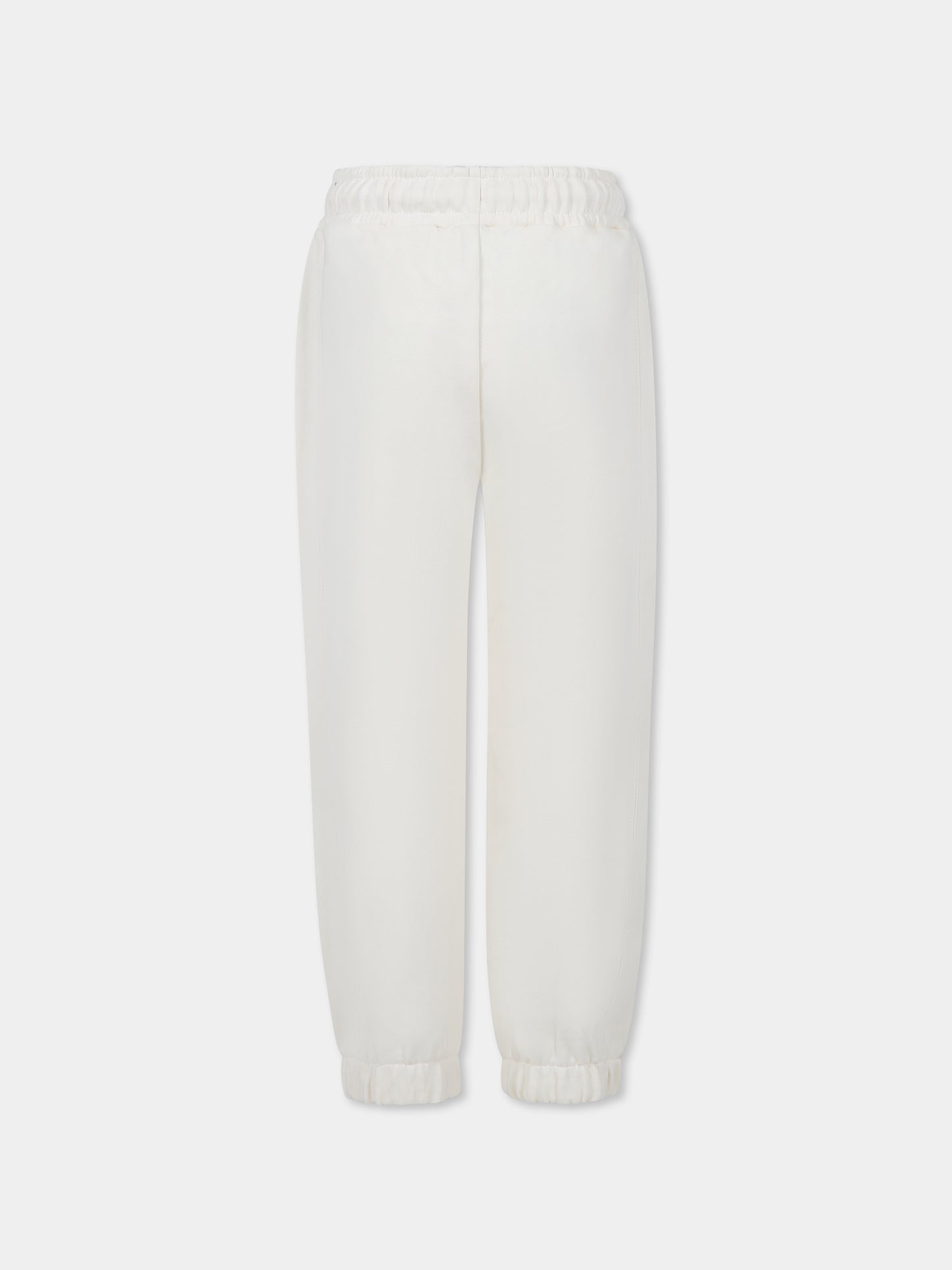 Pantaloni avorio per bambini con logo,Msgm Kids,F4MSJUFP063 013