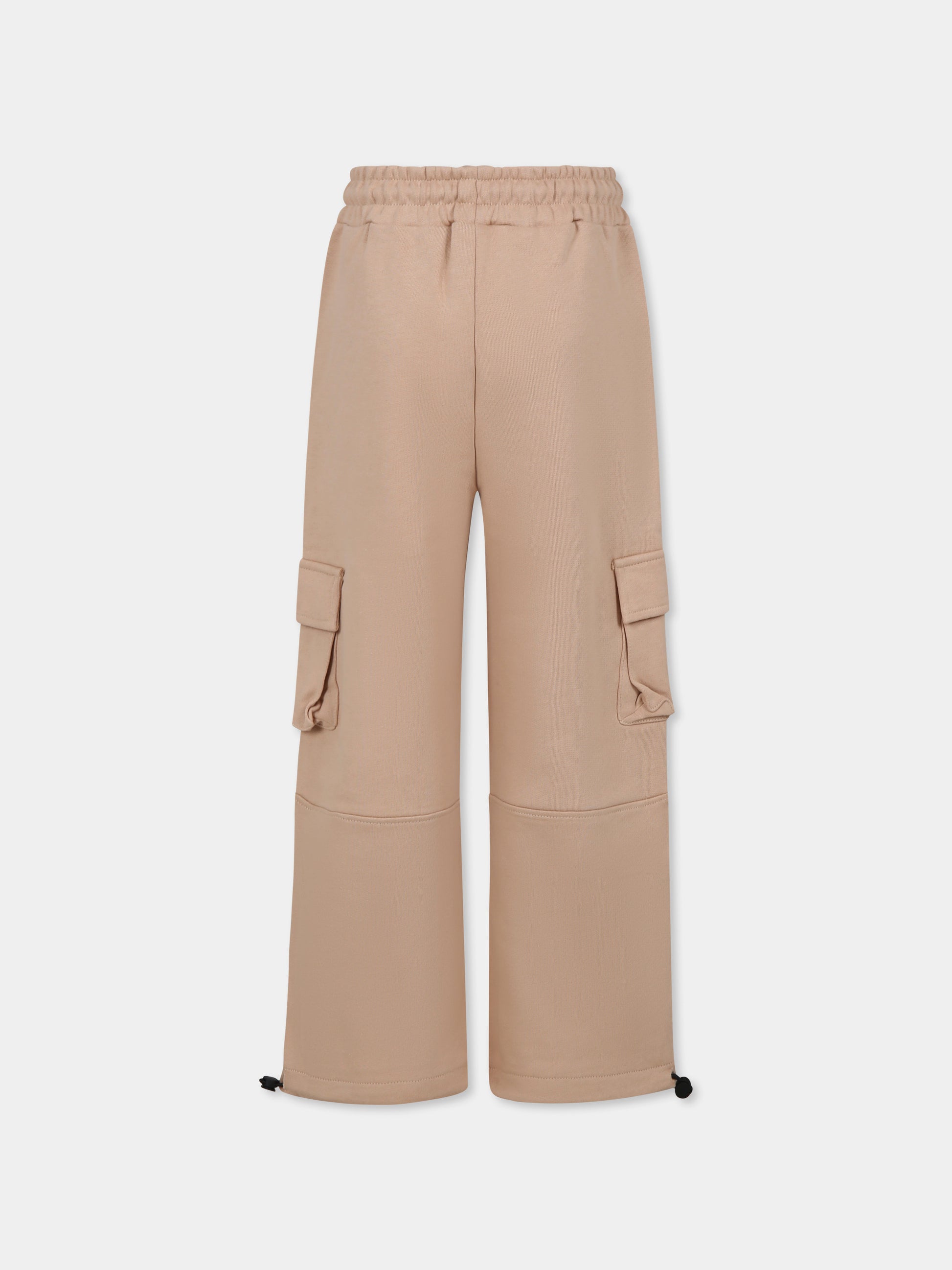 Pantaloni beige per bambini con logo,Msgm Kids,F4MSJUFP065 015
