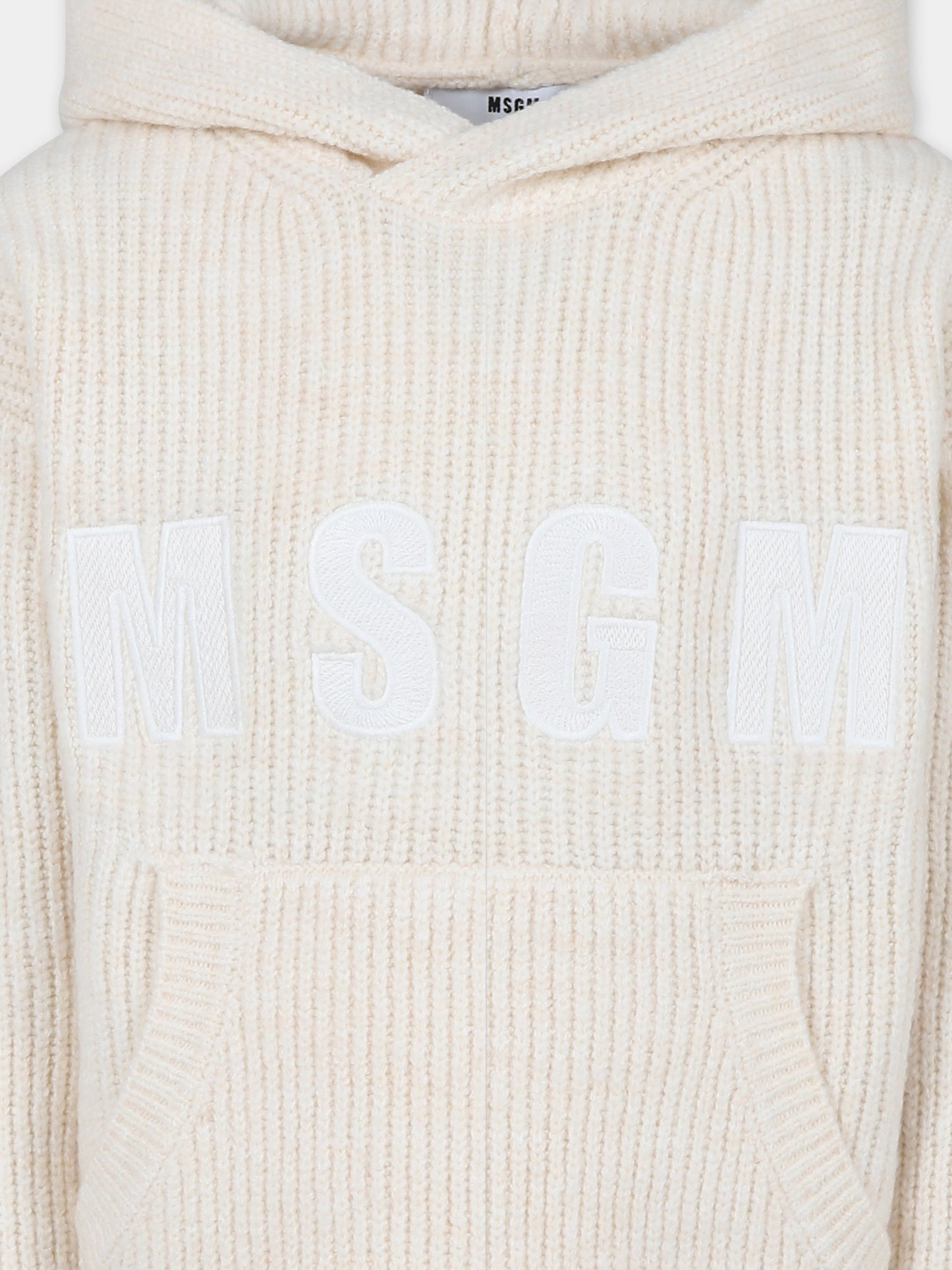 Ivory sweater for kids with logo