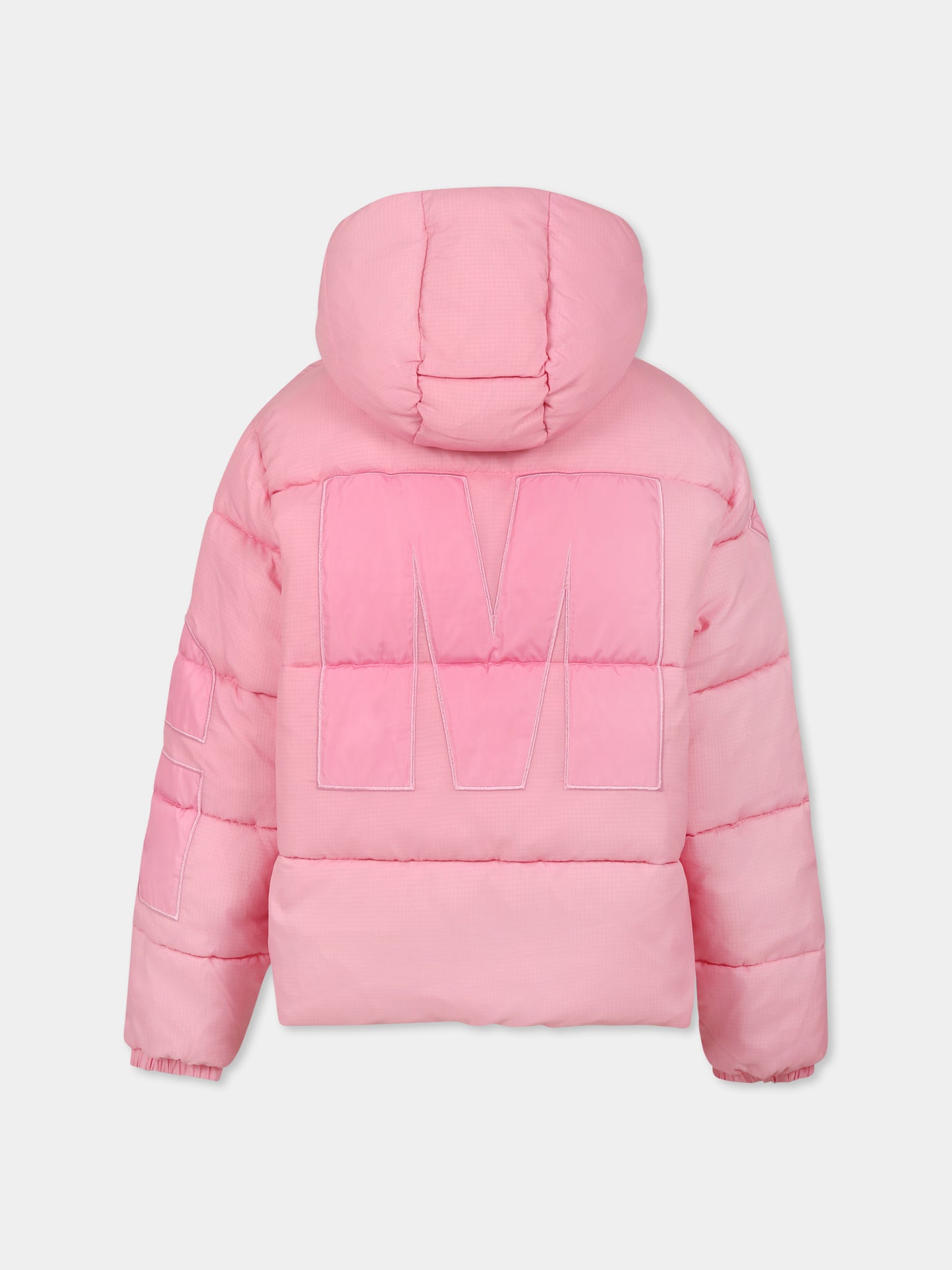 Piumino rosa per bambina con logo,Msgm Kids,F4MSJUPF004 042
