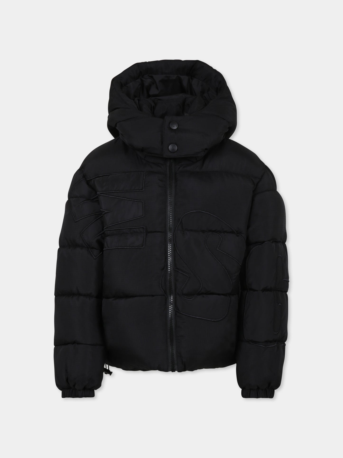 Piumino nero per bambini con logo,Msgm Kids,F4MSJUPF004 110