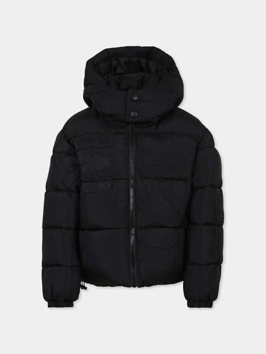 Piumino nero per bambini con logo,Msgm Kids,F4MSJUPF004 110