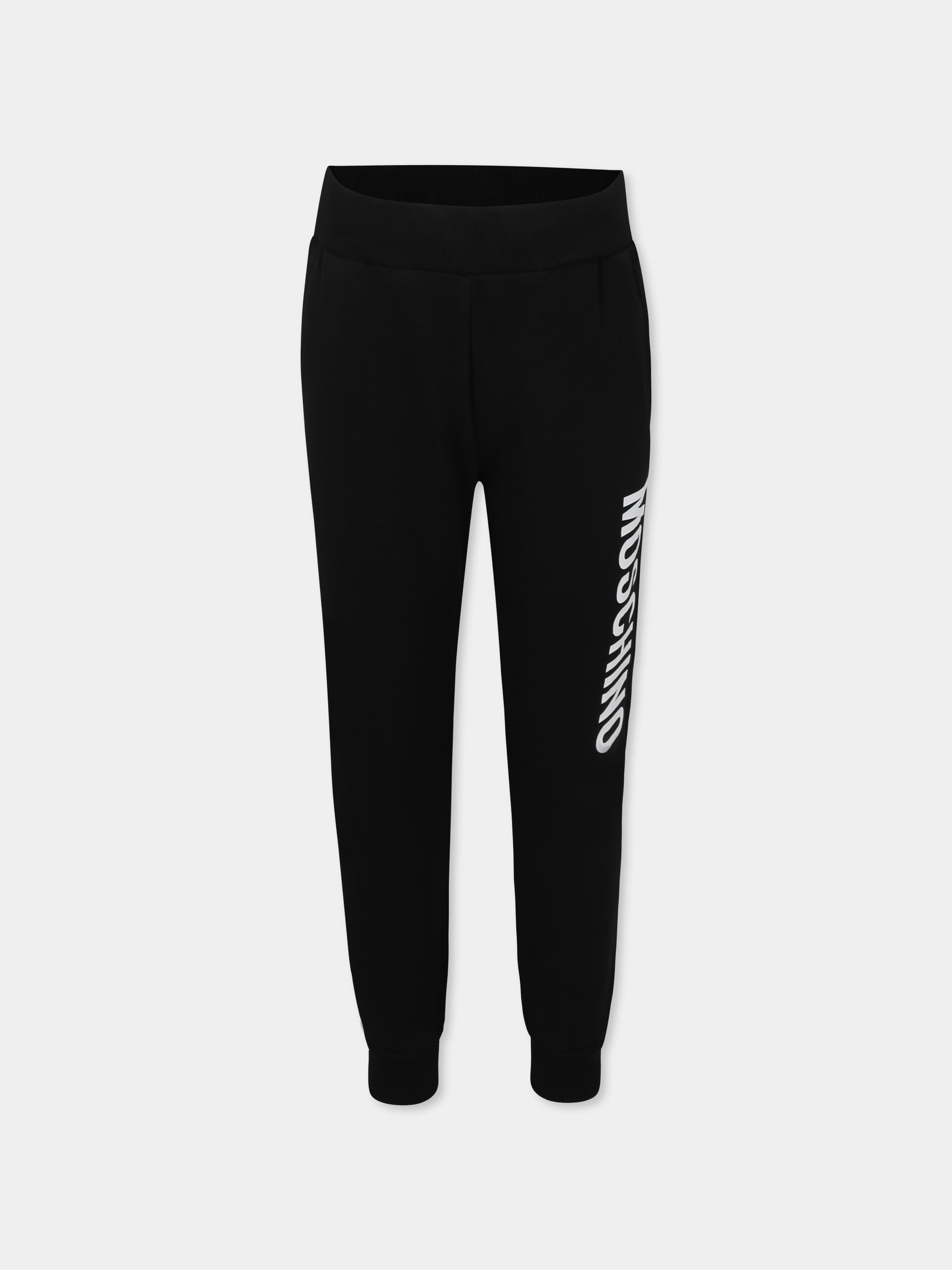 Pantaloni neri per bambini con logo,Moschino Kids,HUP086 LDA21 60100