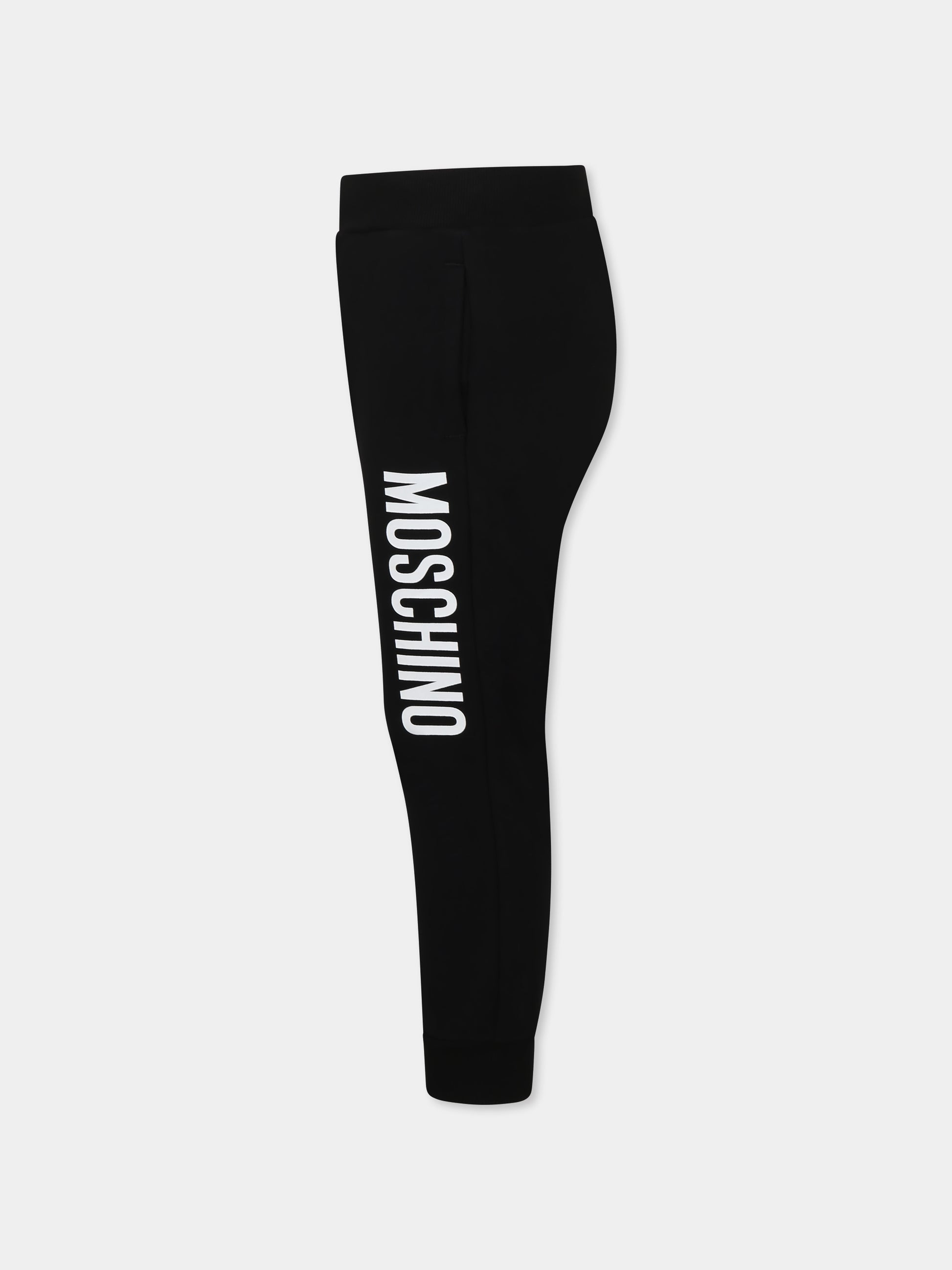 Pantaloni neri per bambini con logo,Moschino Kids,HUP086 LDA21 60100