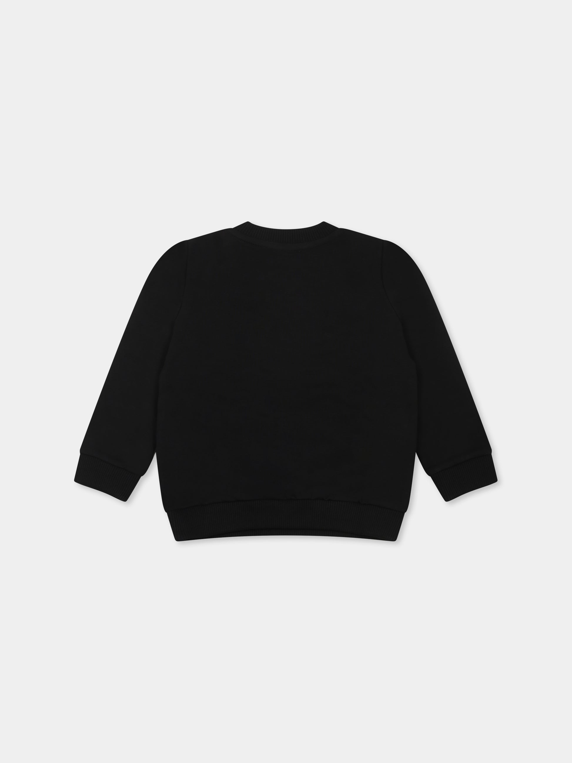 Felpa nera per neonata con Teddy Bear e cuori,Moschino Kids,MCF02K LDA16 60100